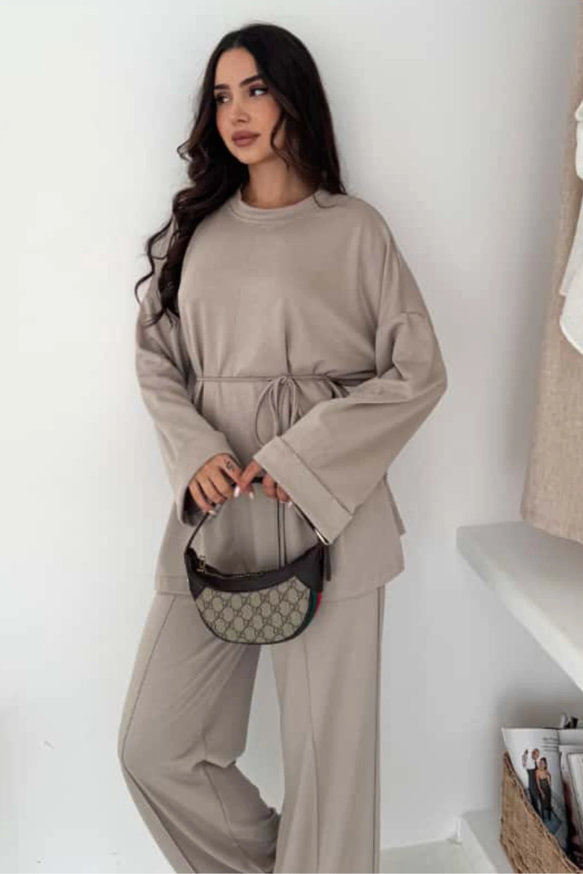 Modal Kumaş Rahat Kesim İkili Takım - bej