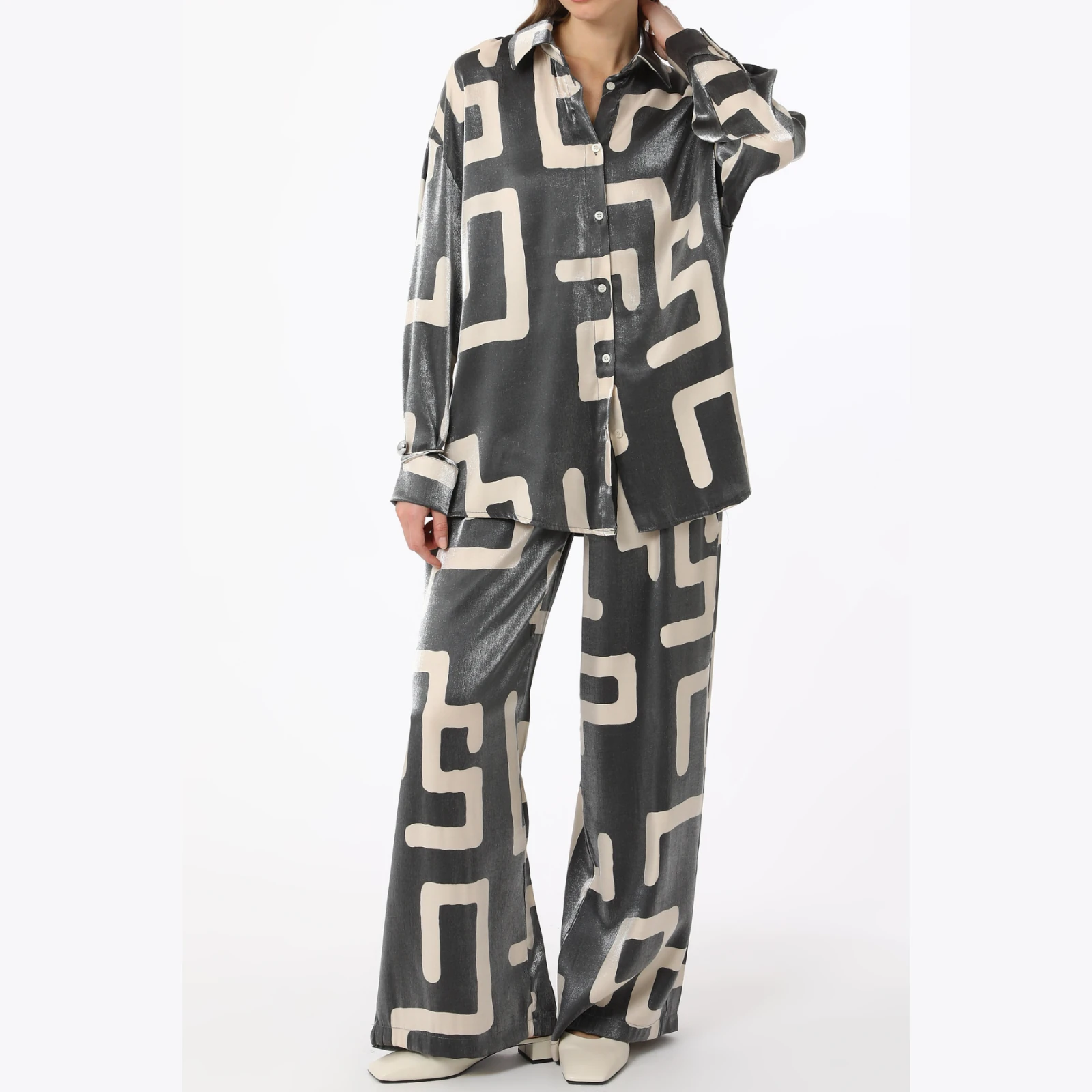 Saten Desenli Takım