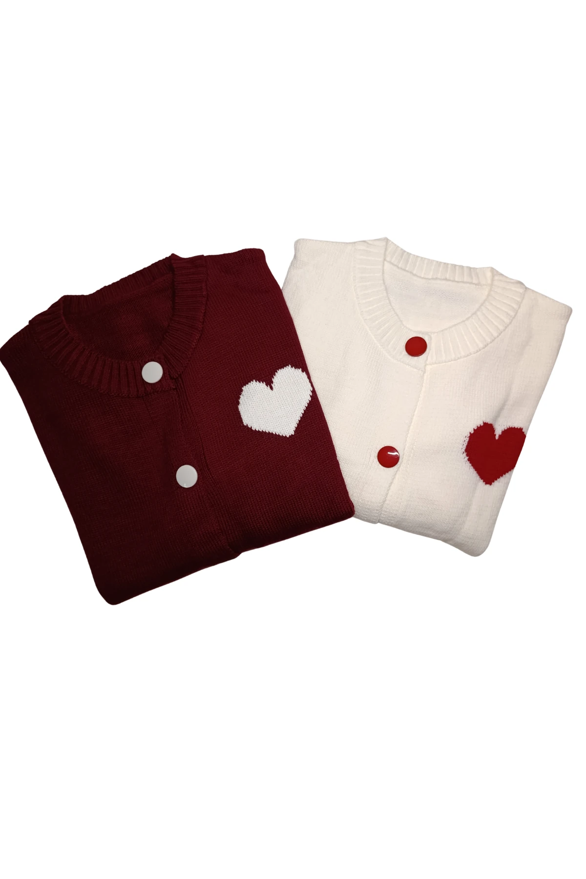 Kalp Detaylı Triko Hırka - krem