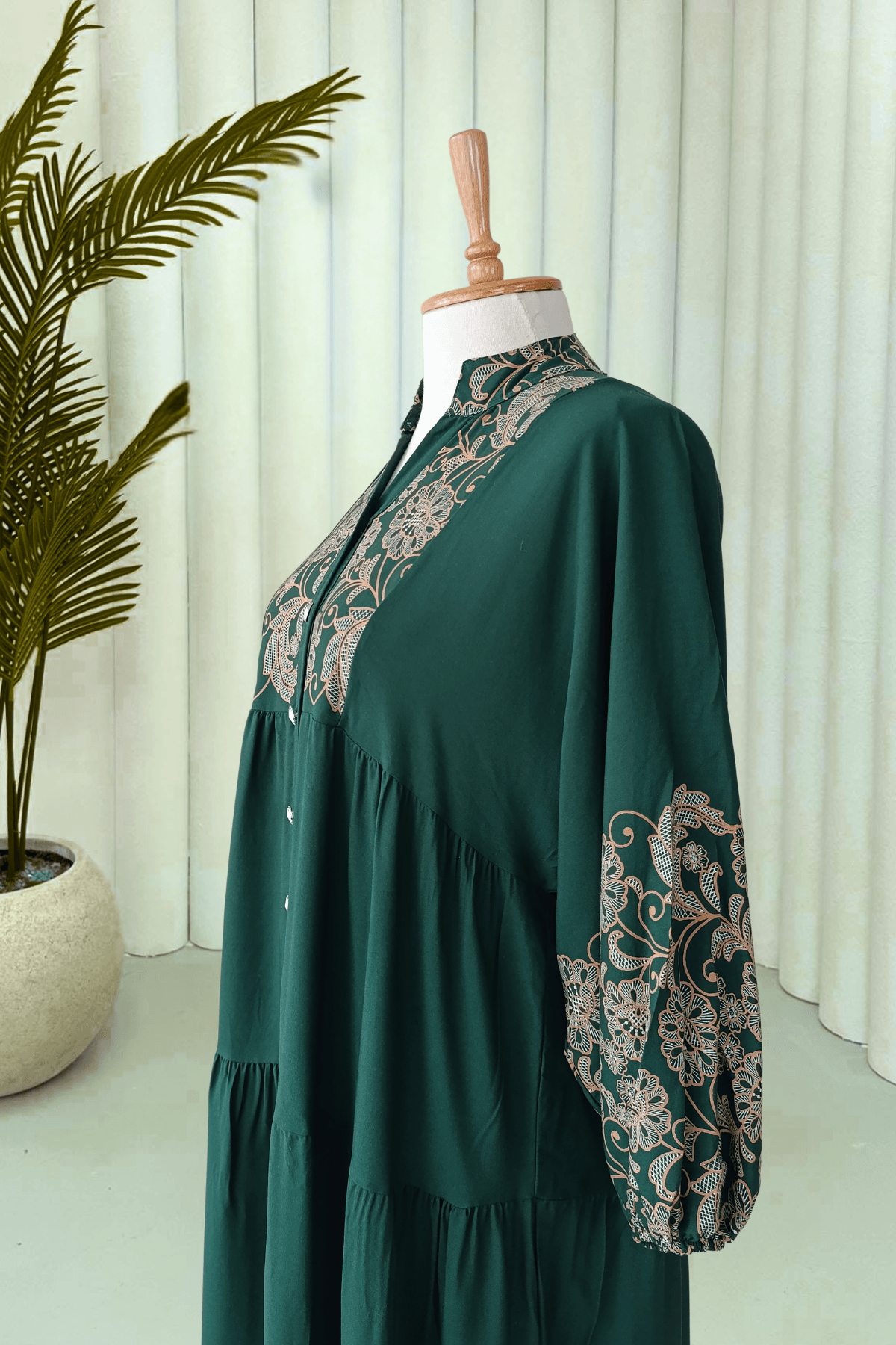 Großgrößen Ethno-Kleid - Grün