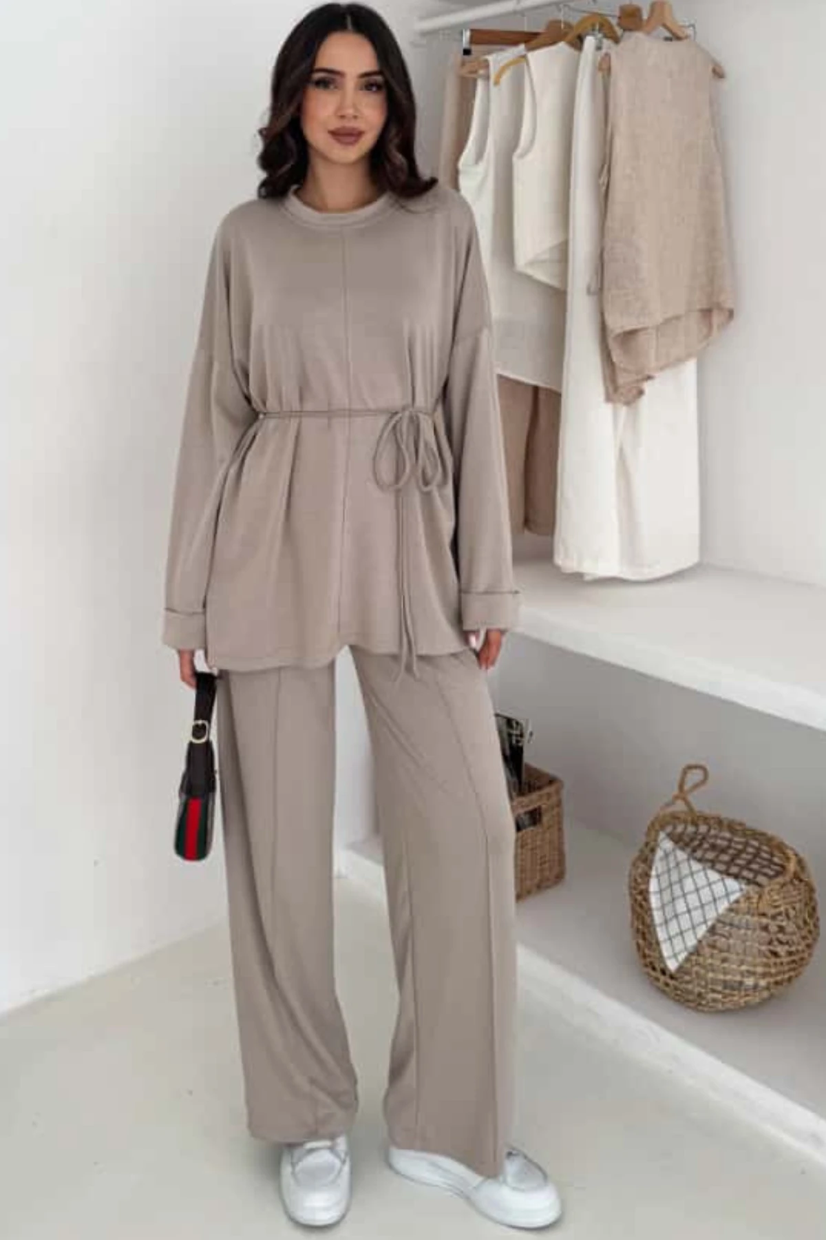 Modal Kumaş Rahat Kesim İkili Takım - bej