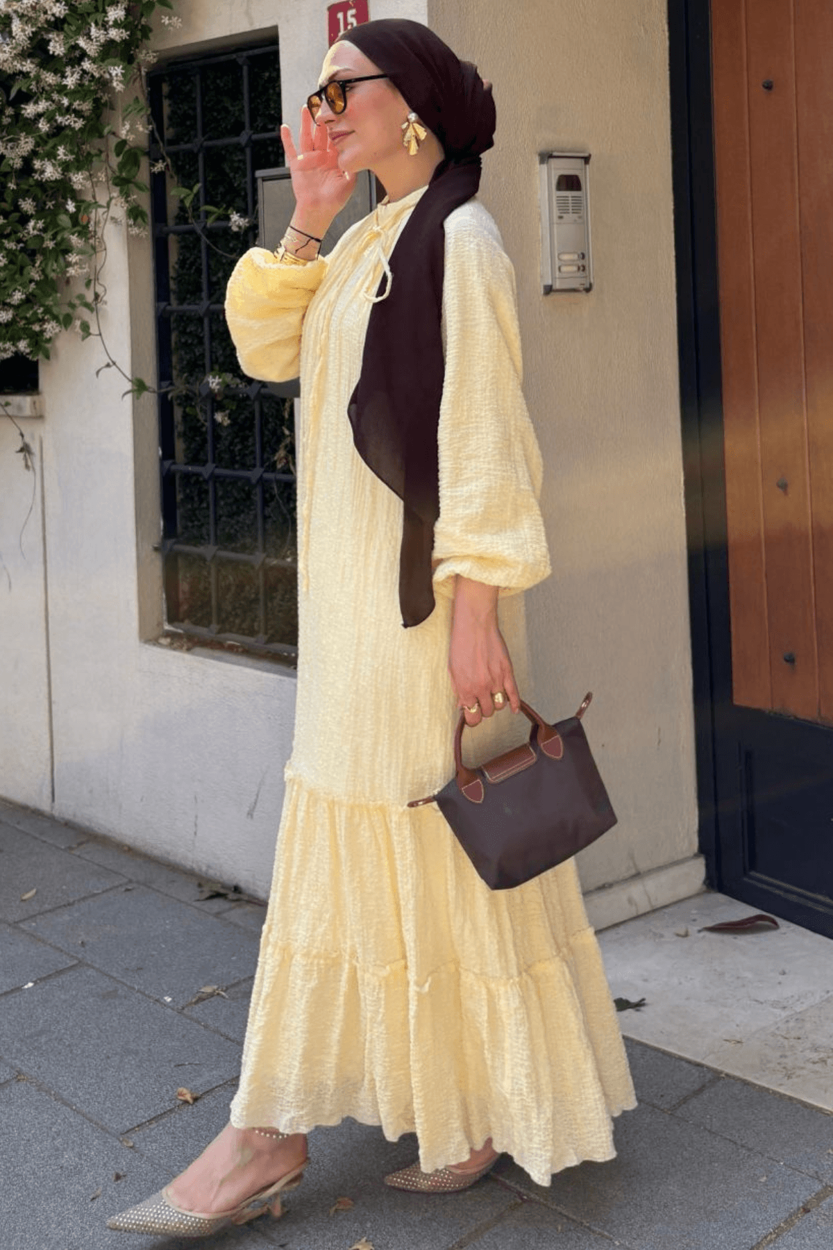 Soléa Fırfır Detaylı Butter Yellow Elbise