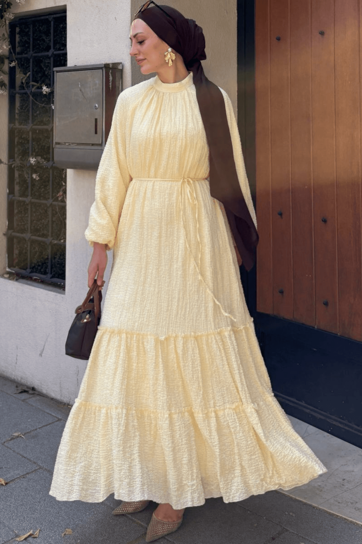 Soléa Fırfır Detaylı Butter Yellow Elbise
