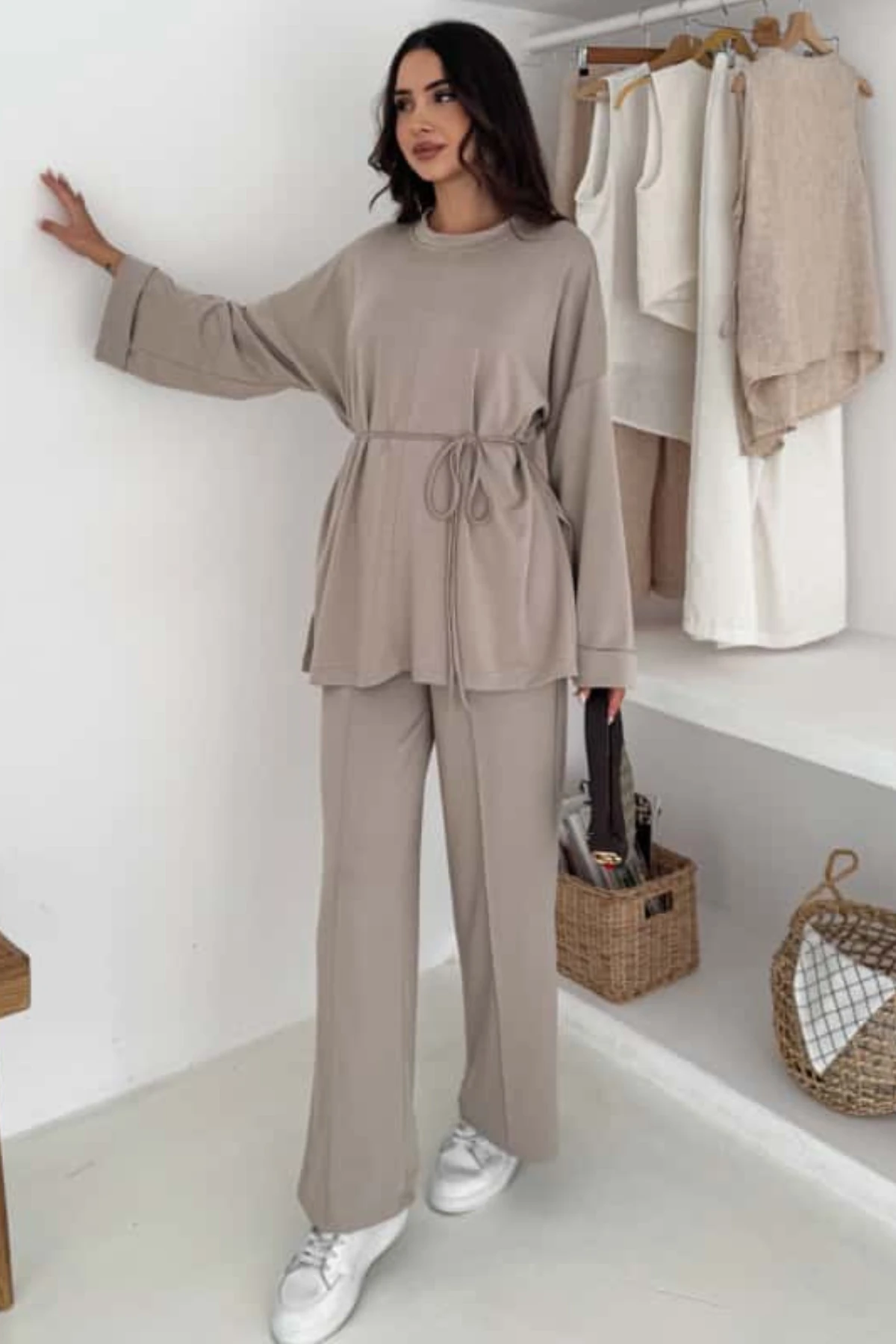 Modal Kumaş Rahat Kesim İkili Takım - bej