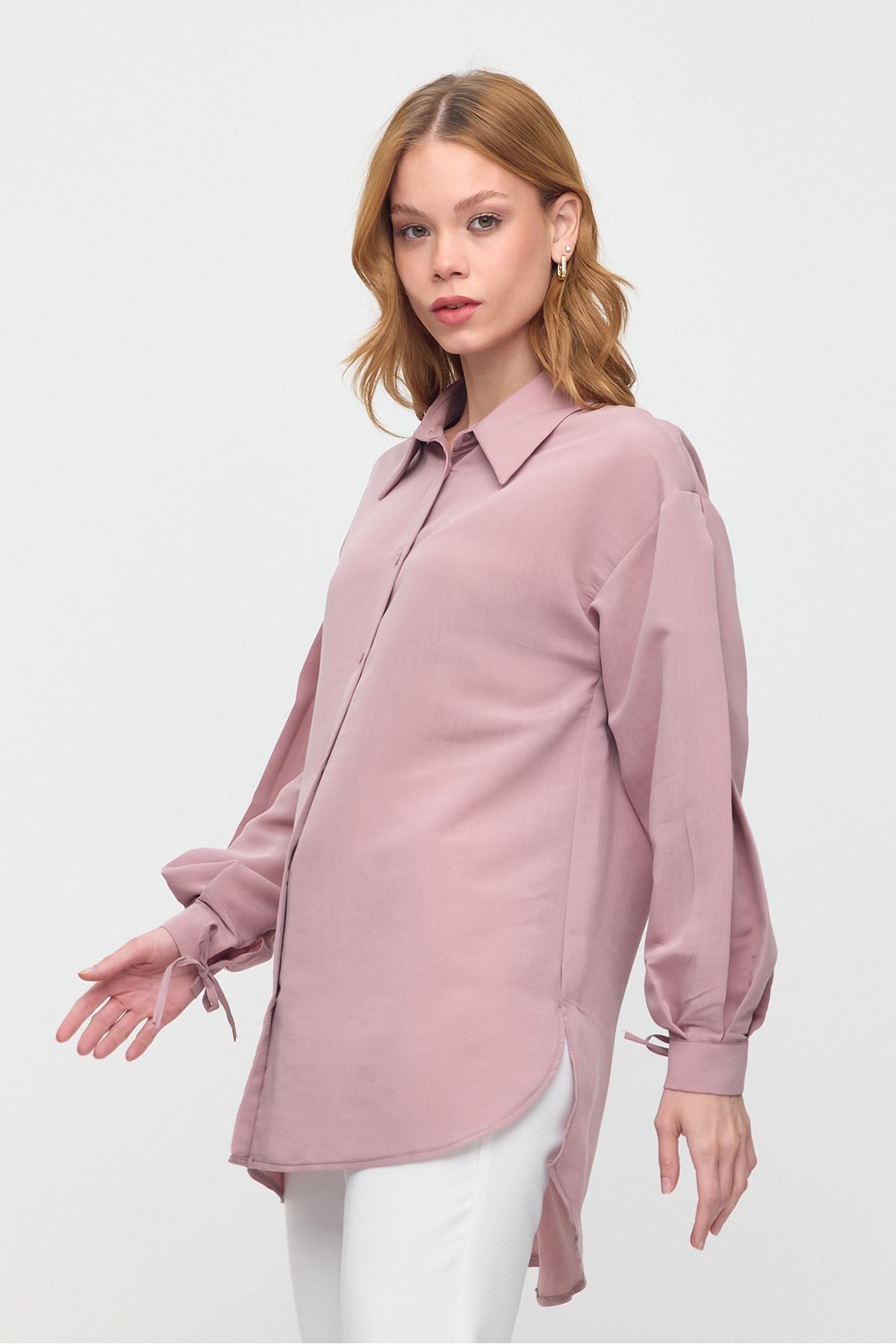 Mona Balonkol Oversize Pamuklu Gömlek - Tunik