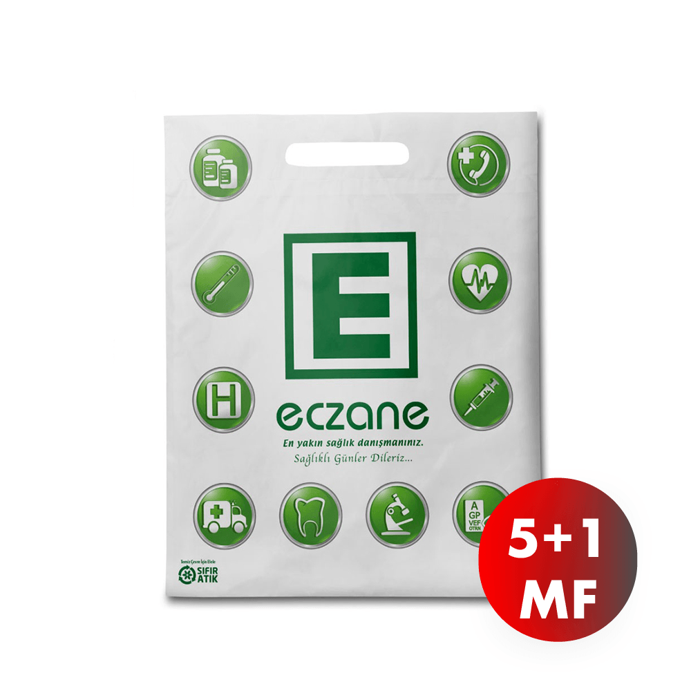 MF 5+1 Büyük Boy El Geçme Bio Eczane Poşeti 30x38 Cm - 6.000 Adet