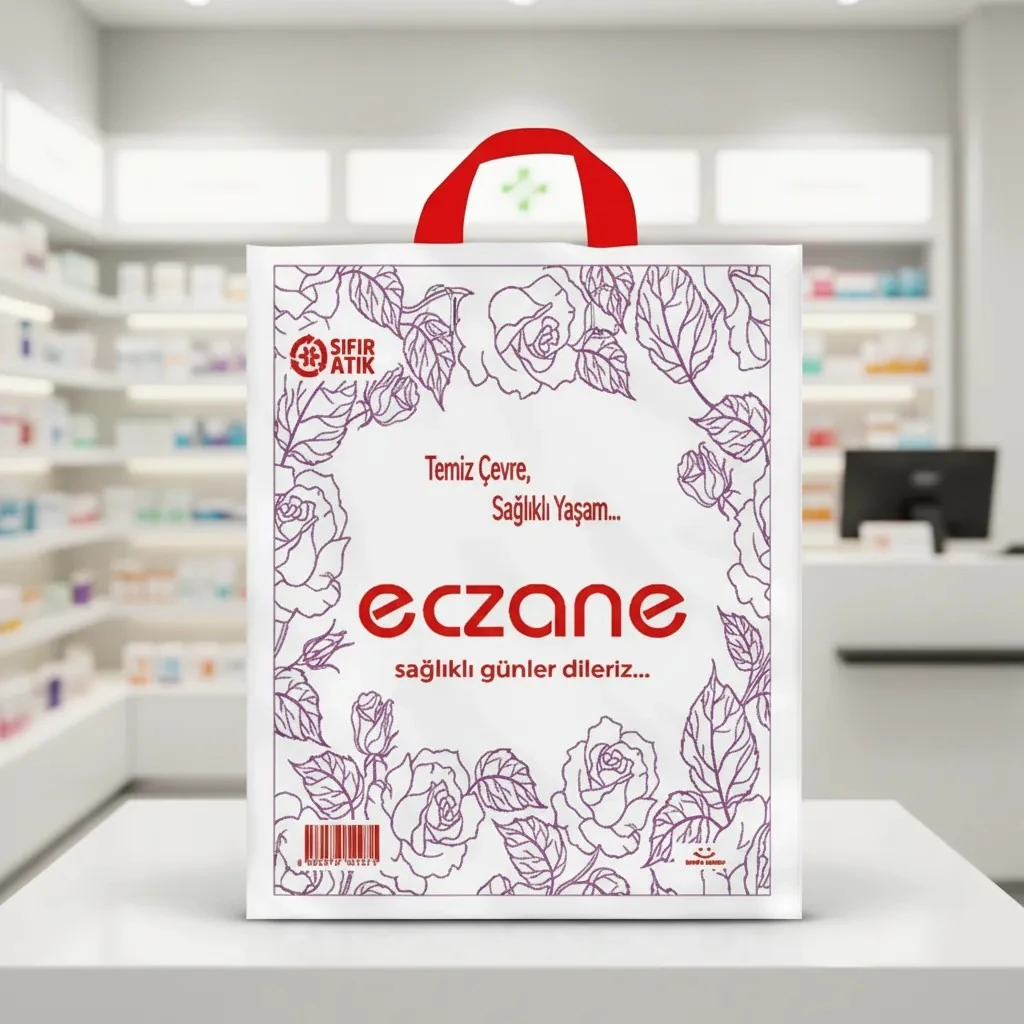 Saplı F2 Bio Eczane Poşeti 30x40+10 Cm - 500 Adet