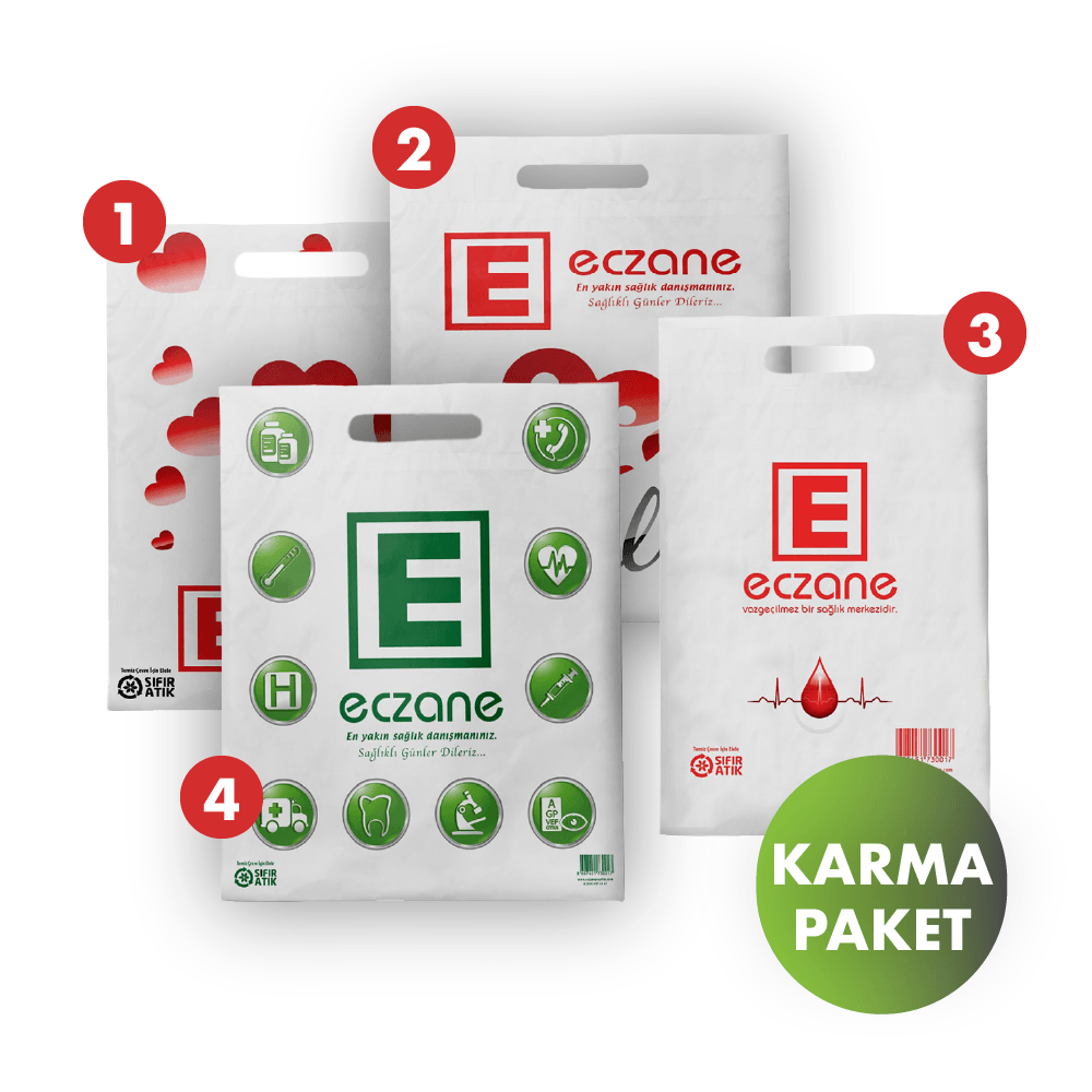 El Geçme Bio Eczane Poşeti Karma Paket - 4 Farklı Boyut Bir Arada!