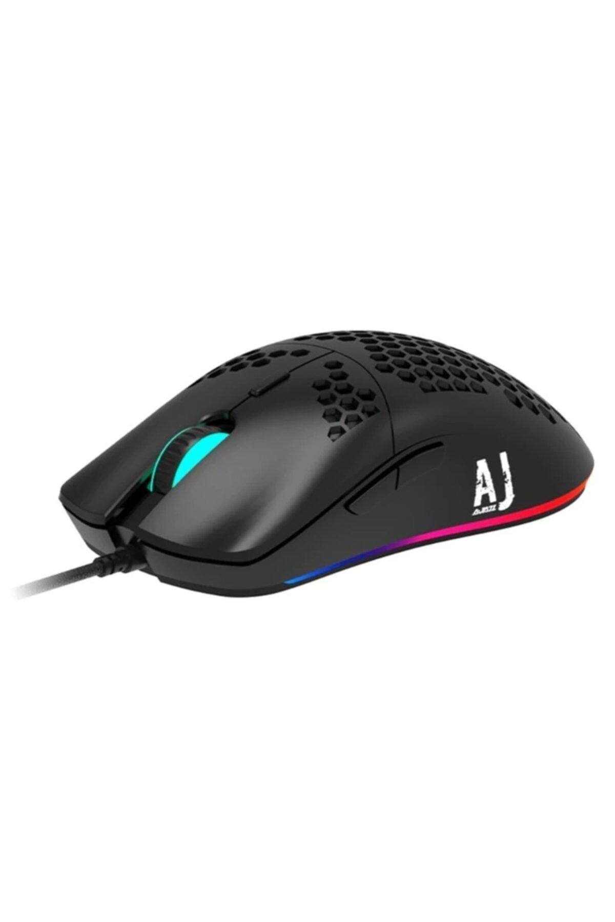 Aj390r Kablolu Işıklı Rgb Ultra Hafif 10.000 Dpı Oyuncu Mouse Siyah