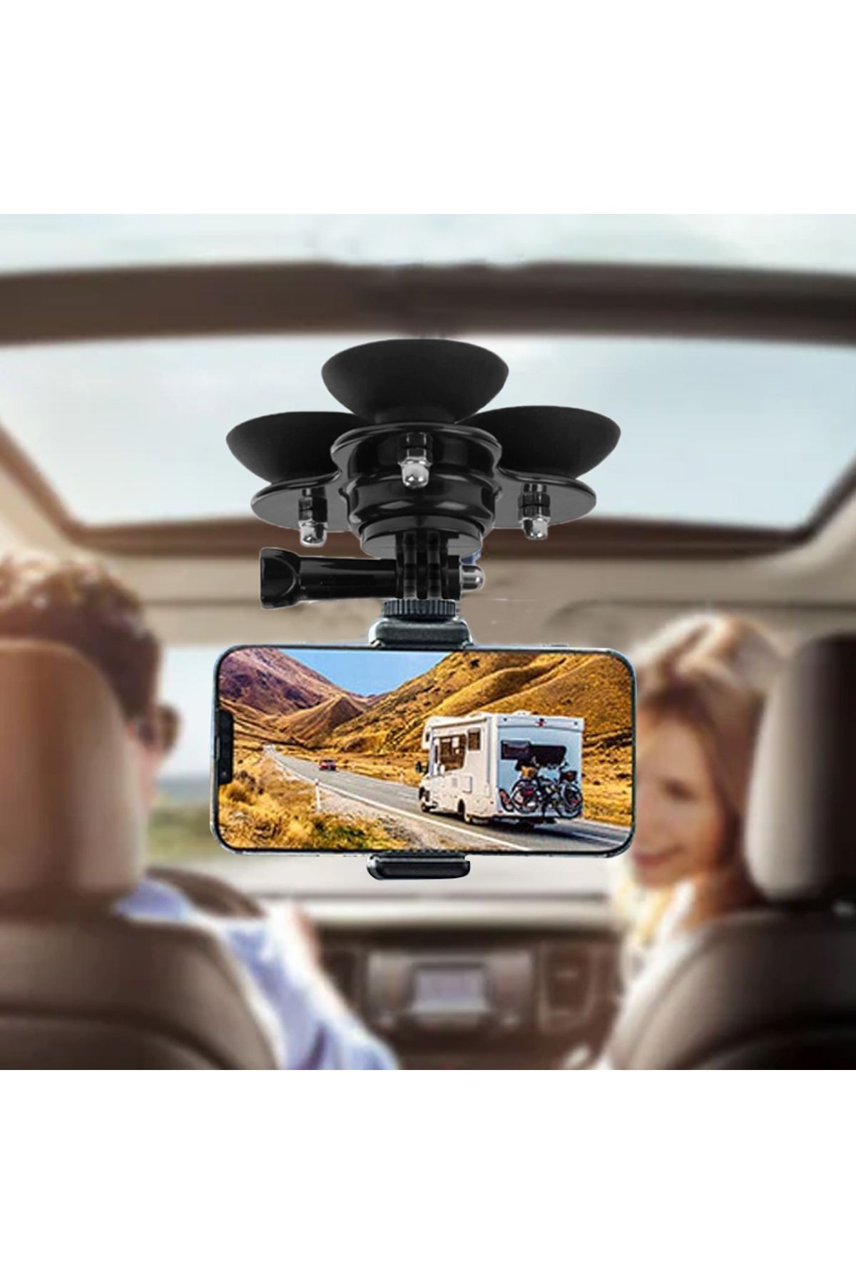 Tripod Vantuz Tutucu Araç İçi Telefon Aksiyon Kamera Tutucu Sunroof ABS Üç Katlı Vantuzlu Holder