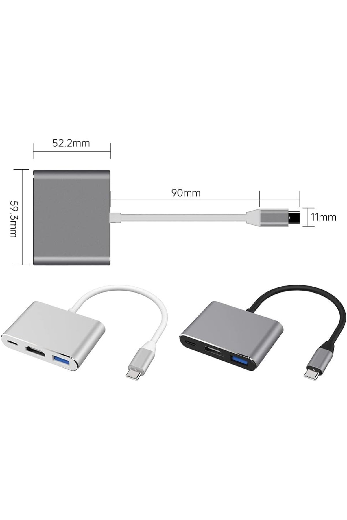 Type-c 3in1 Hdmi 4k Usb 3.0 Görüntü Veri Aktarımı Usb Adaptör Notebook Ve Macbook Ile Uyumlu TC-23