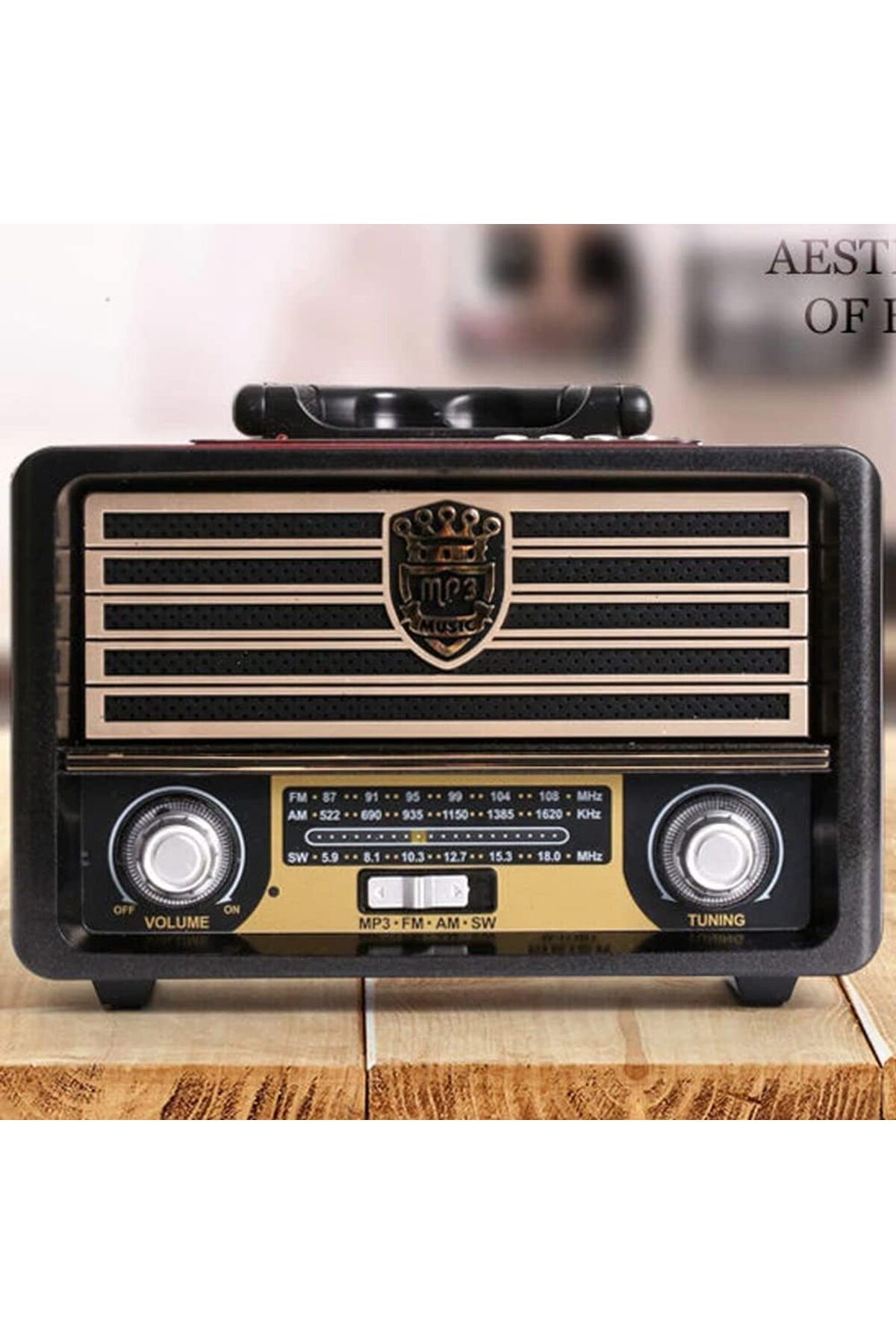 Yeni Nesil Radyo USB SD FM AUX Bluetooth Müzik Kutusu Retro El Tutamaçlı Şarj Edilebilir M113