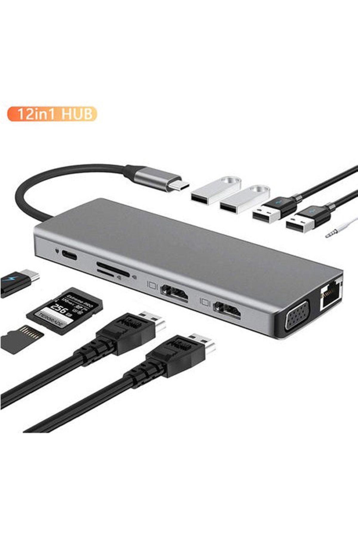 Dock Station 2 Adet HDMI Uyumlu 1000 Mbps 4 K Çift Monitör USB C Adaptörü USB 3.0 VGA RJ45 Pd ZR610