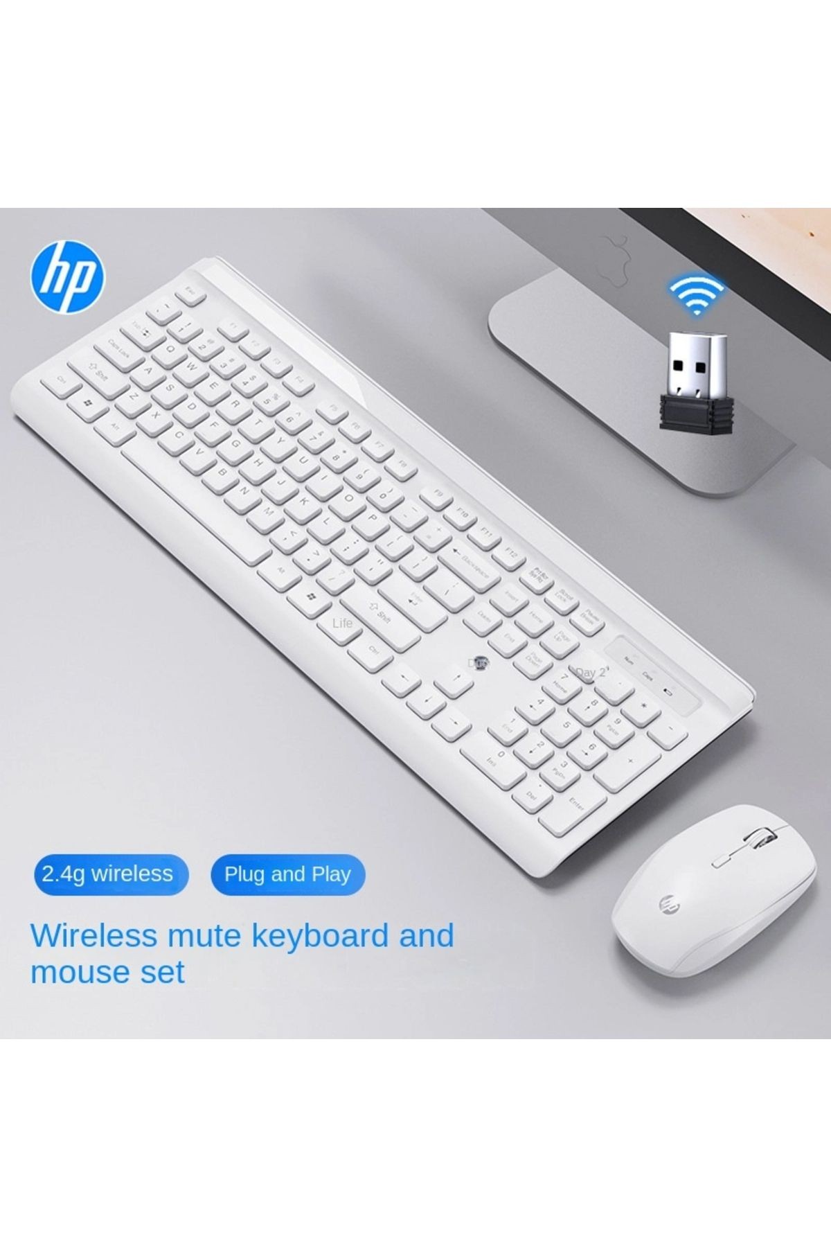 CS500 Kablosuz Klavye Mouse 2,4G kablosuz Tak Çalıştır Şık Tasarım Türkçe Q Klavye Beyaz Renk