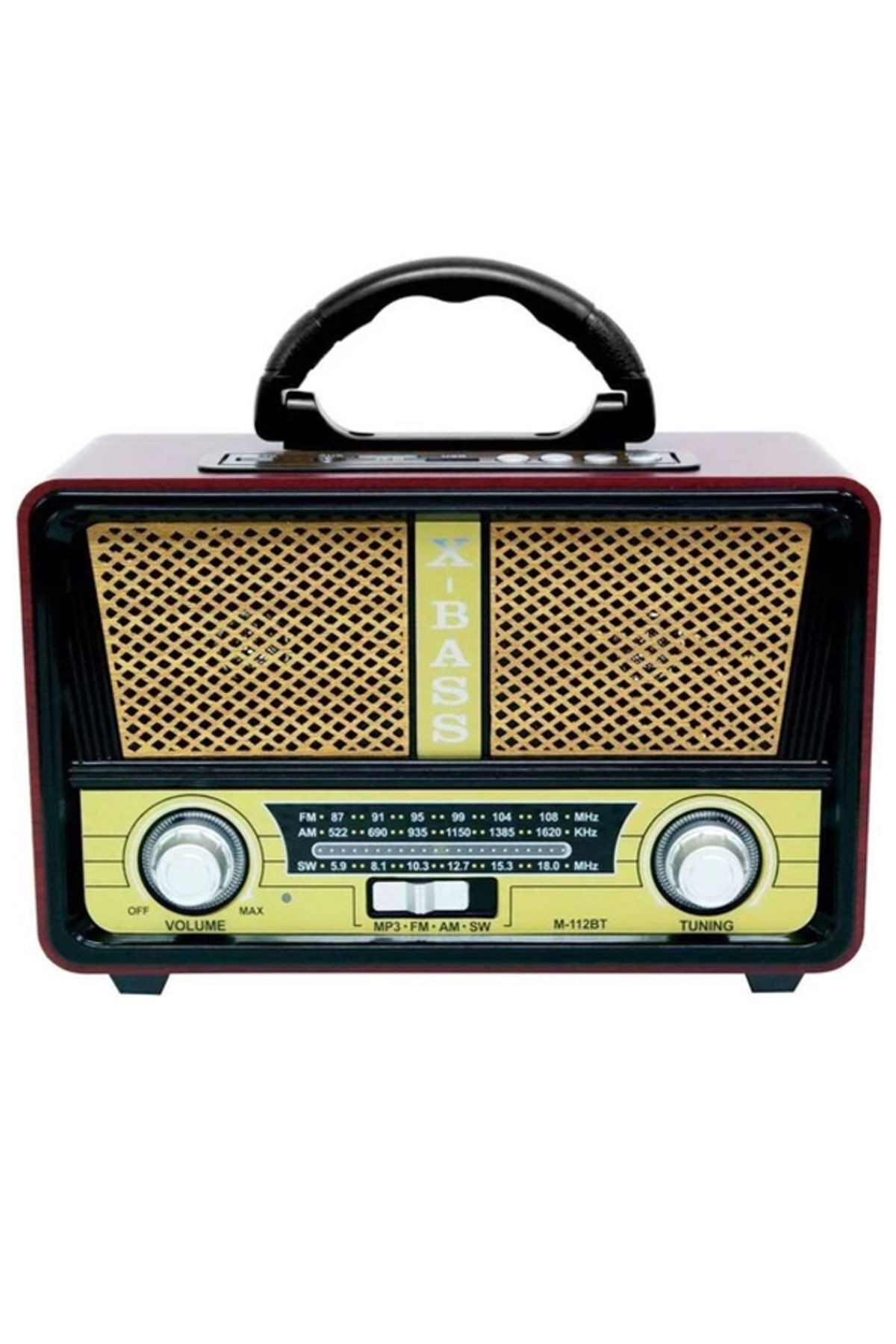 Yeni Nesil Radyo Usb Sd Fm Aux Bluetooth Taşınabilir Müzik Kutusu Retro Şarj Edilebilir M-112bt