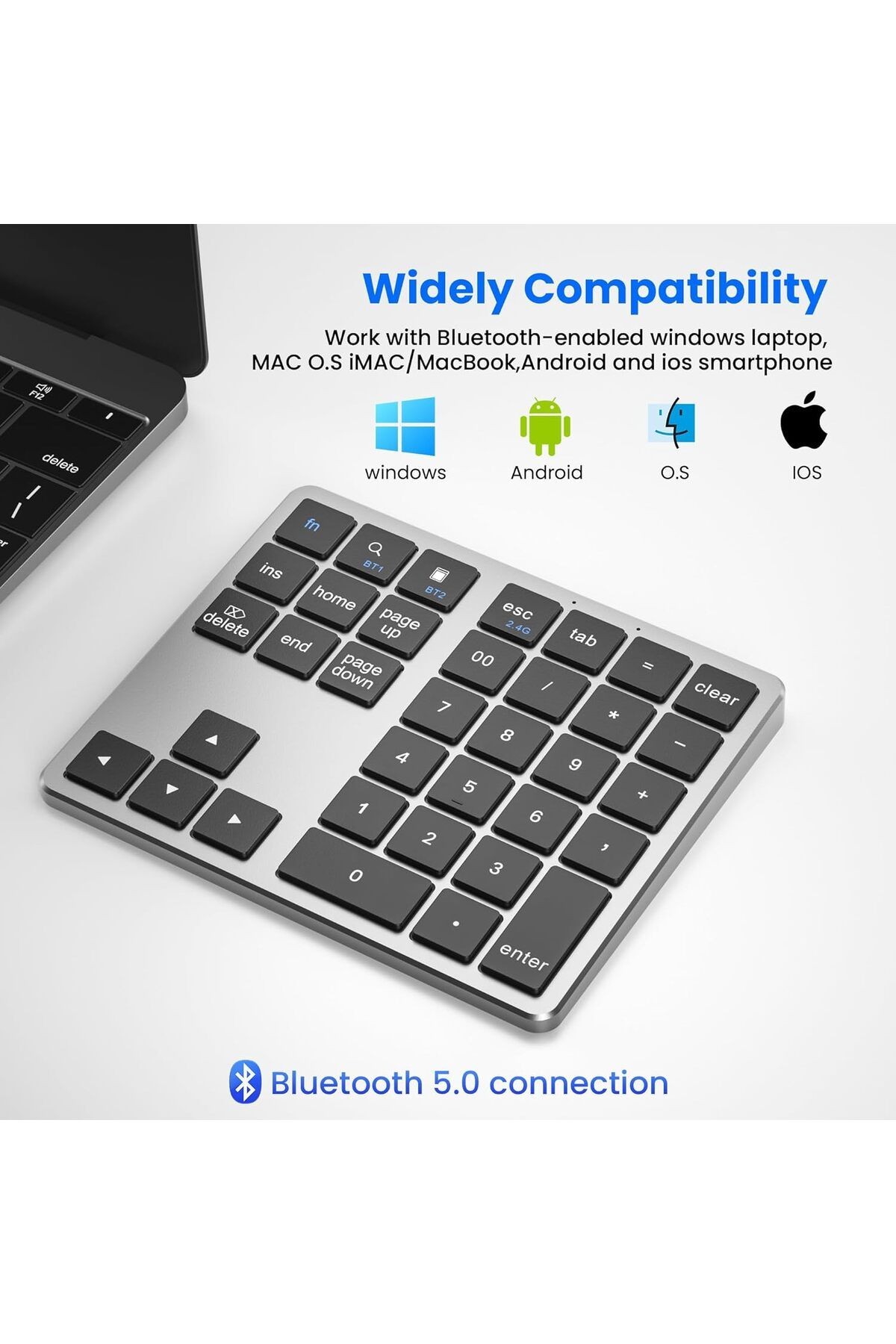 35 Tuşlu Bluetooth Şarj Edilebilir Keypad Mini Sayı Bloğu Dizüstü Bilgisayar ve Laptop Girişi K35