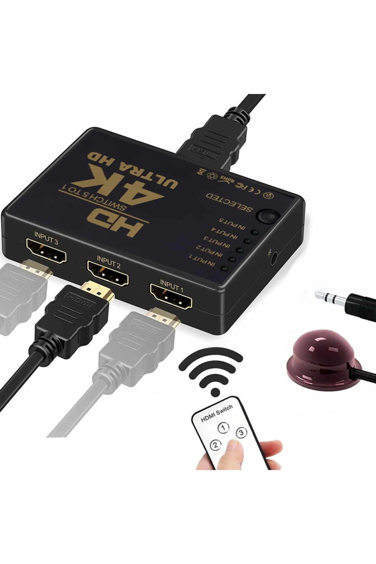 Tv Için Hdmi Çoklayıcı 5 Port 4k Kumandalı Ultra Hd Hdmı Switch Splitter 5port4Khdmi