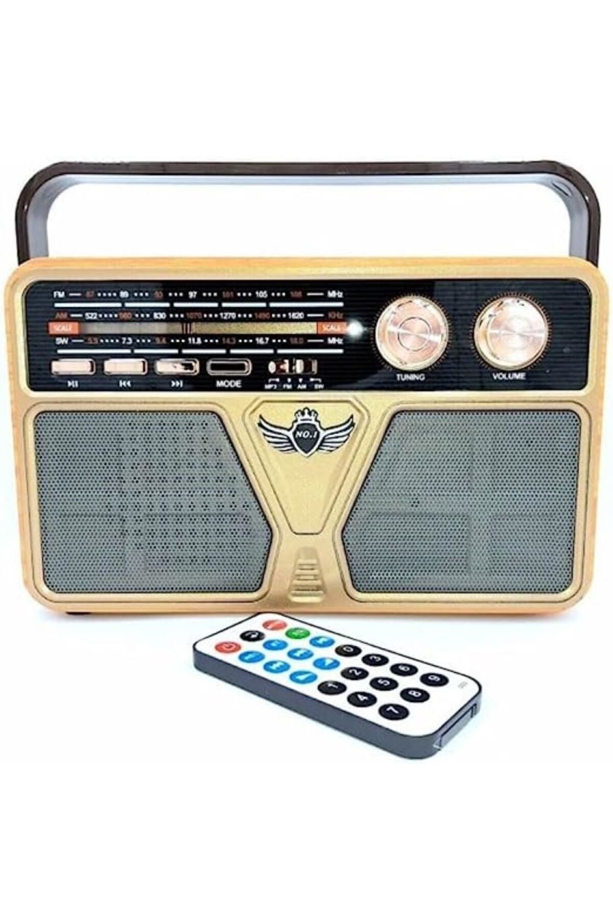 Retro Radyo Bluetooth Speaker Ve Hoparlör Ahşap Kaplama Kumandalı USB Girişli CV-5070BT