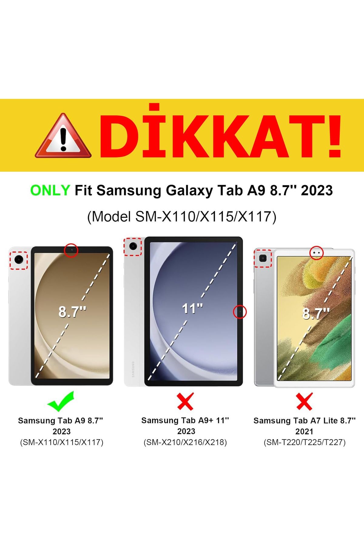 Samsung Galaxy Tab X110 A9 8.7 inç İle uyumlu Kılıf 360 Derece Döner Yatay Dikey Standlı Kılıf Siyah