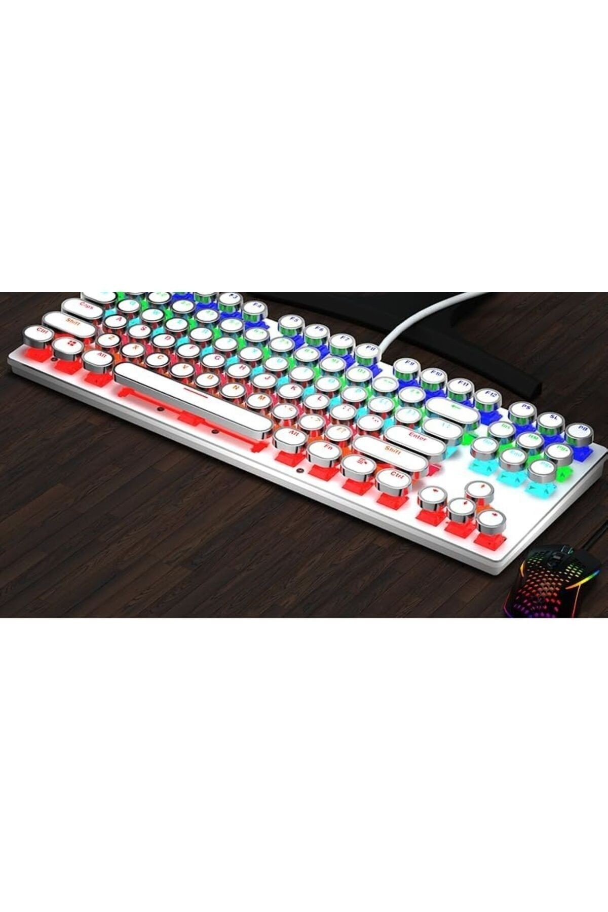 K550 Kablolu Klavye Daktilo Tarzı Su Geçirmez Led RGB Mekanik Oyuncu Işıklı Klavye