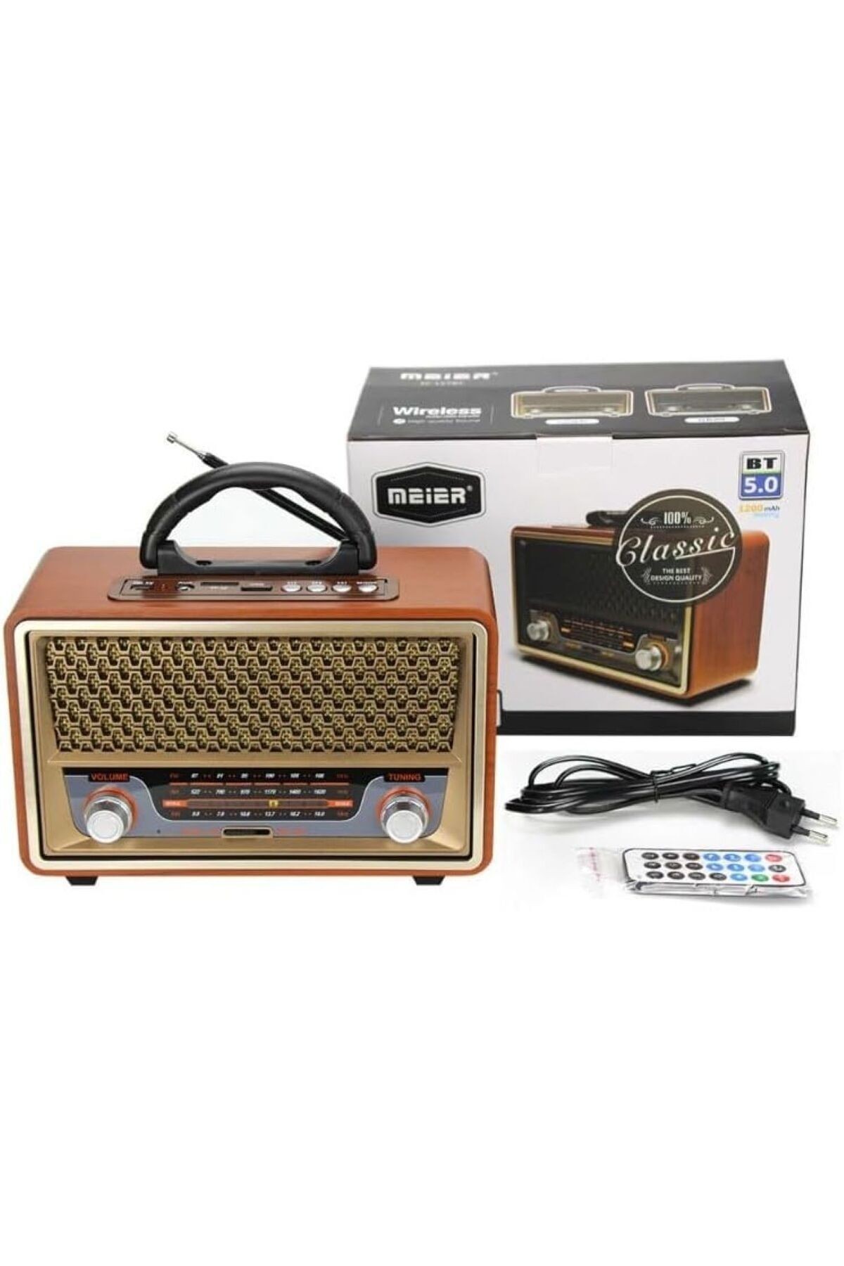 Retro Radyo Bluetooth Speaker Ve Hoparlör Kumandalı USB Girişli Klasik Radyo CV-1570BT