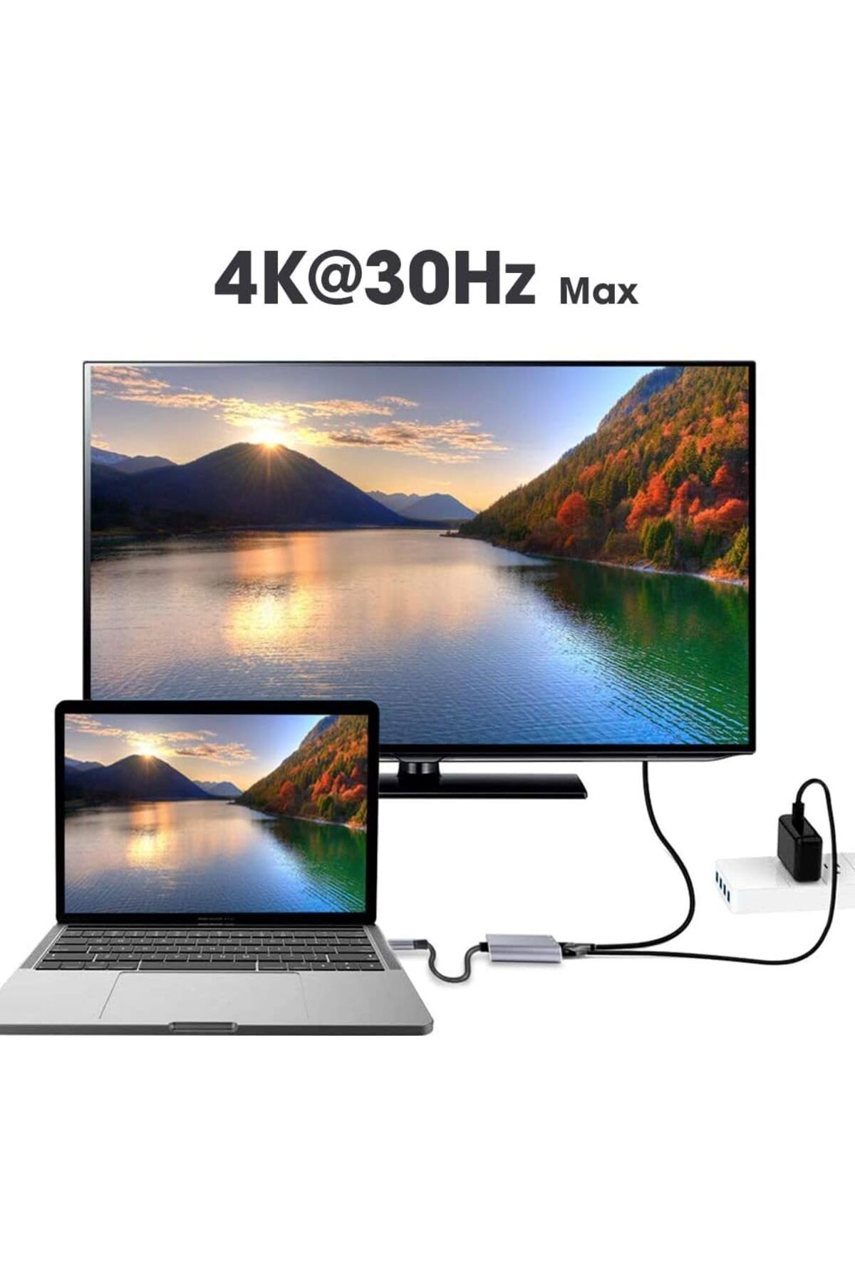 Type-c 3in1 Hdmi 4k Usb 3.0 Görüntü Veri Aktarımı Usb Adaptör Notebook Ve Macbook Ile Uyumlu TC-23