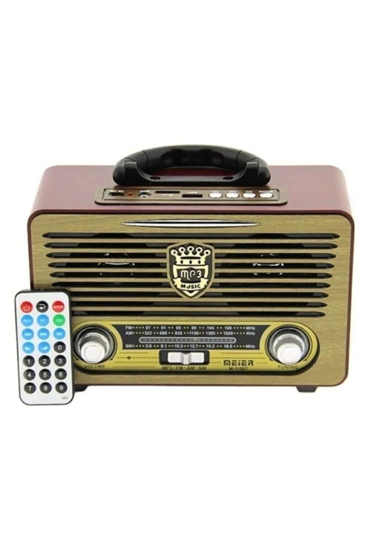 Yeni Nesil Radyo Usb Sd Fm Aux Bluetooth Taşınabilir Müzik Kutusu Retro Şarj Edilebilir M-115bt