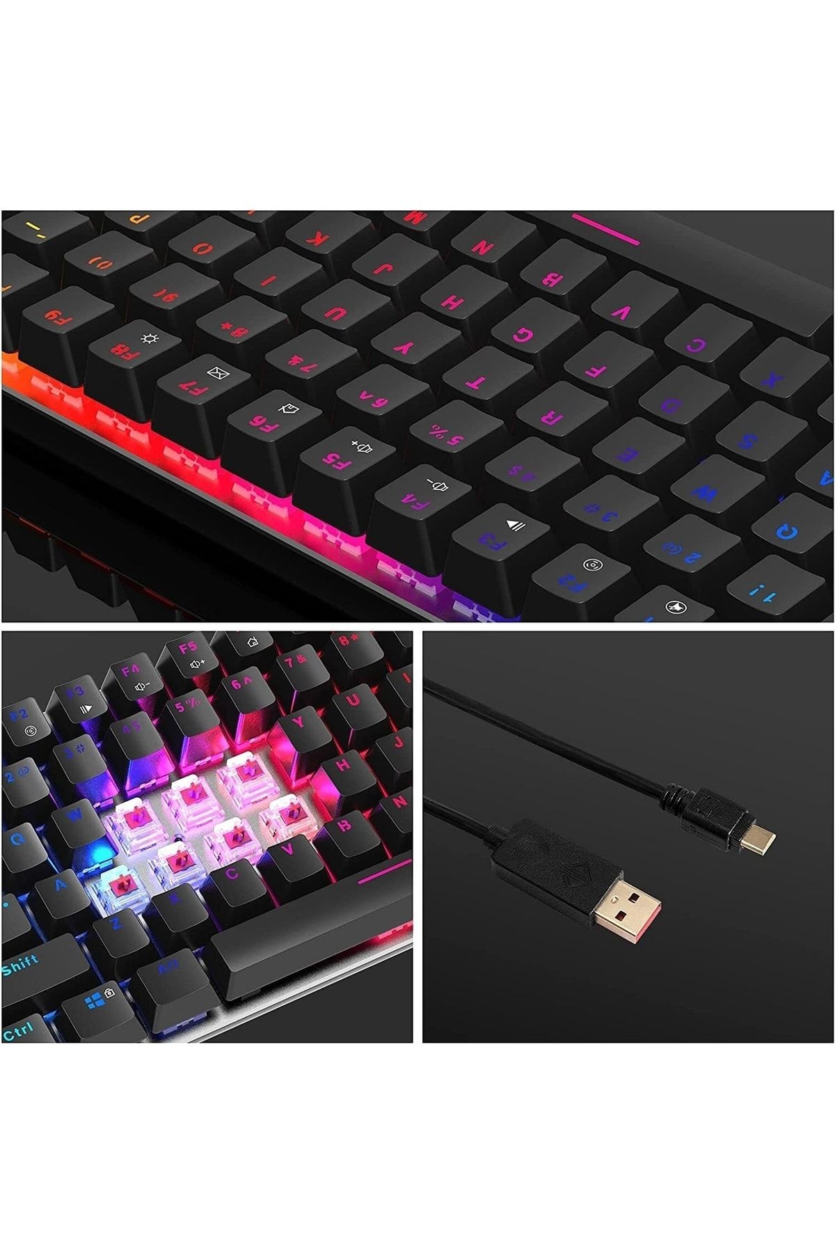 Mekanik Ingilizce Q Klavye Gaming Rgb Mavi Switch Ak33 Aydınlatmalı Edition Mekanik Klavye