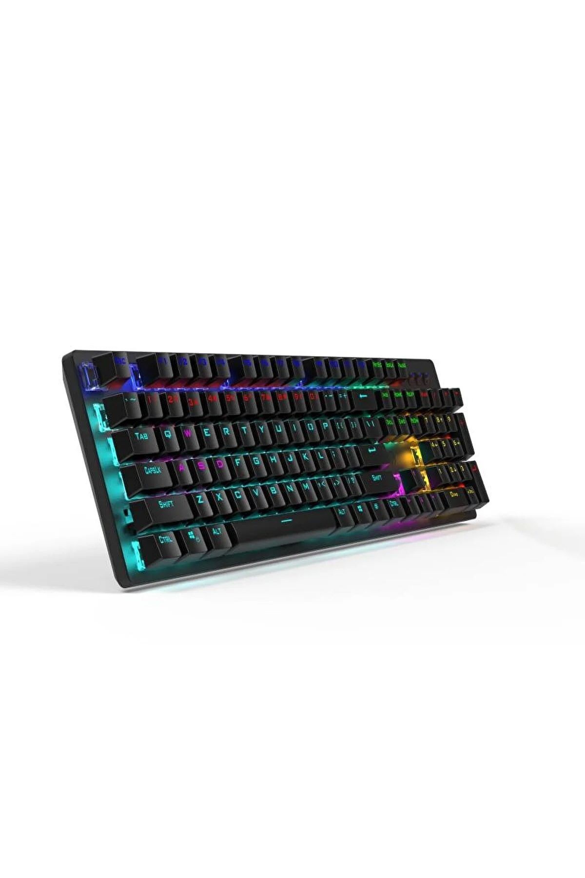 GK100F Mekanik Gaming Klavye RGB Işıklı Kablolu Klavye Şık Zafir Modern Tasarım Türkçe Q Klavye