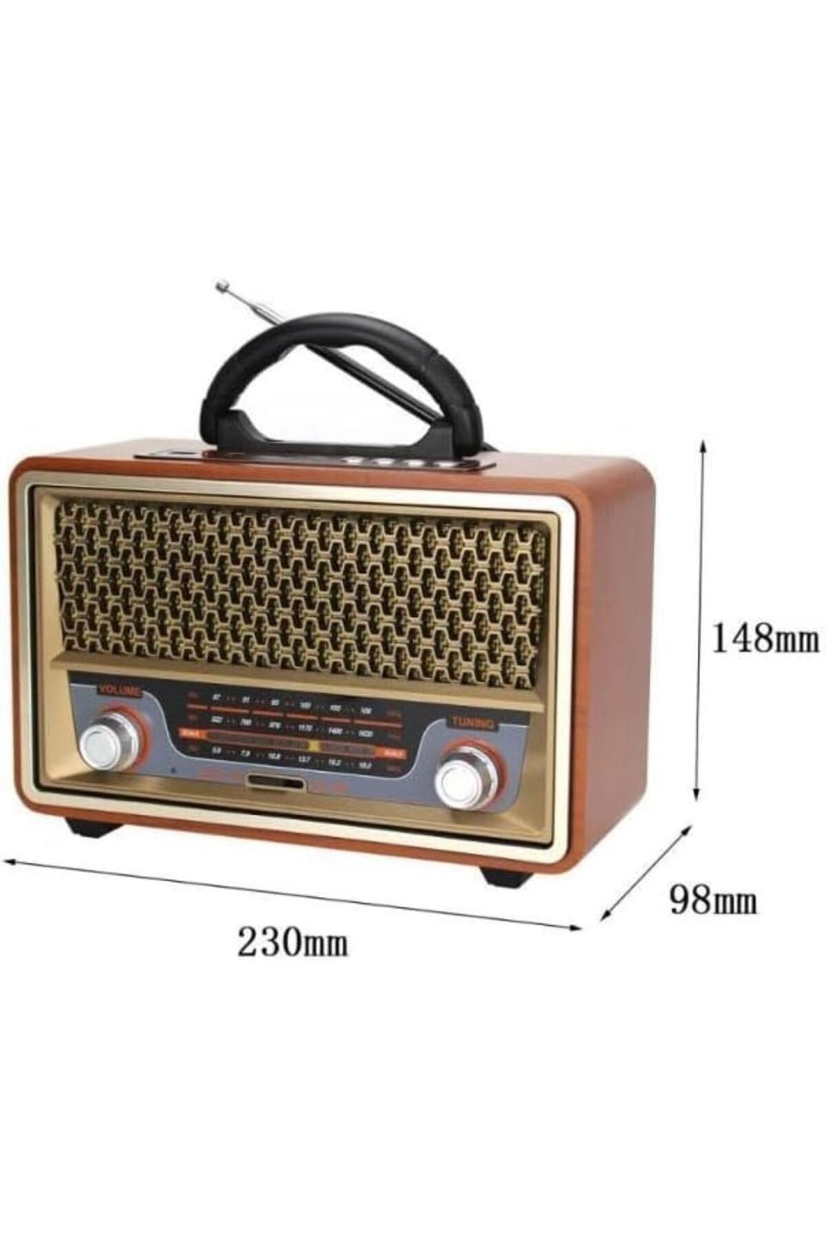 Retro Radyo Bluetooth Speaker Ve Hoparlör Kumandalı USB Girişli Klasik Radyo CV-1570BT