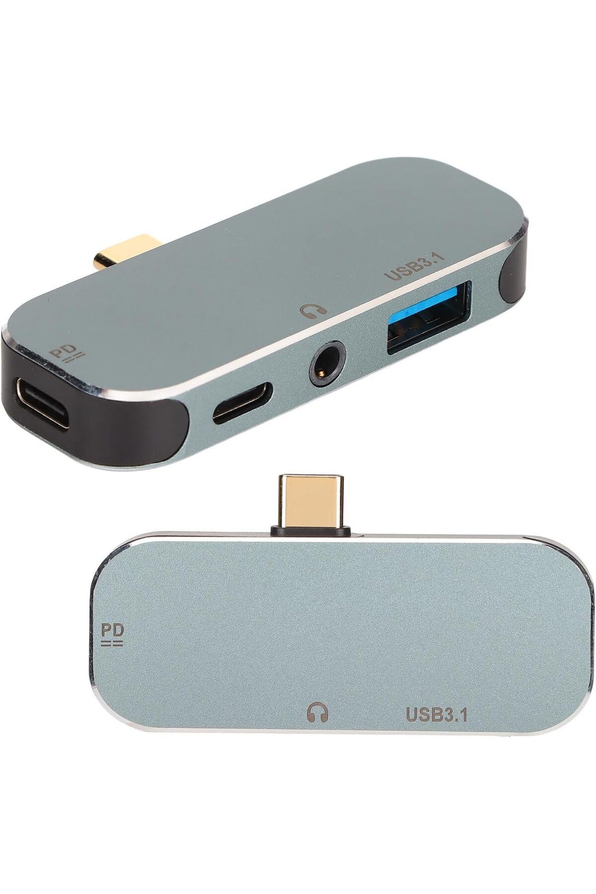 Mini Boy USB C Hub Adaptör 3.5 Kulaklık Bağlantı Noktası Type-C Tipi USB 3.0 Çevirici 10Gbps YX04