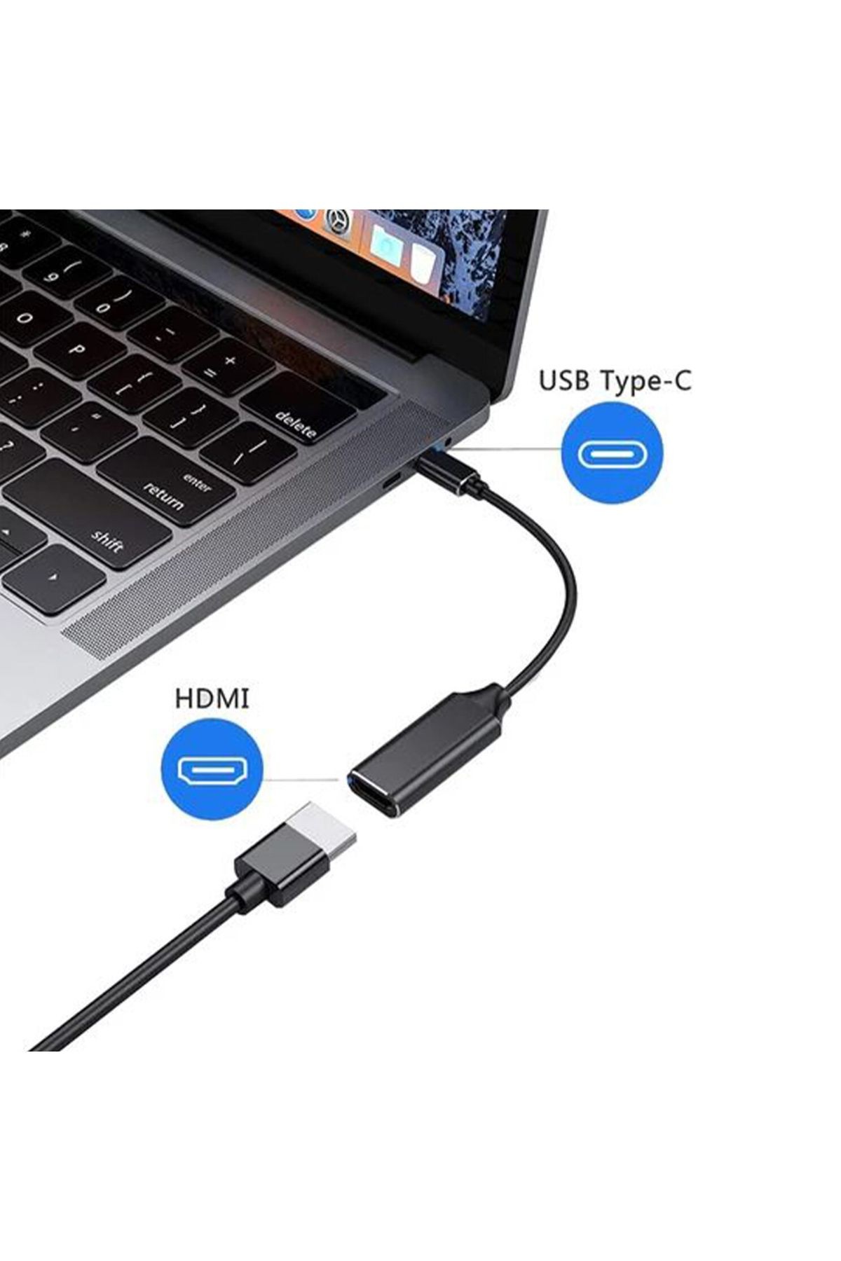 Type-C to HDMI Çevirici USB C to HDMI Adaptör Macbook Uyumlu HC03