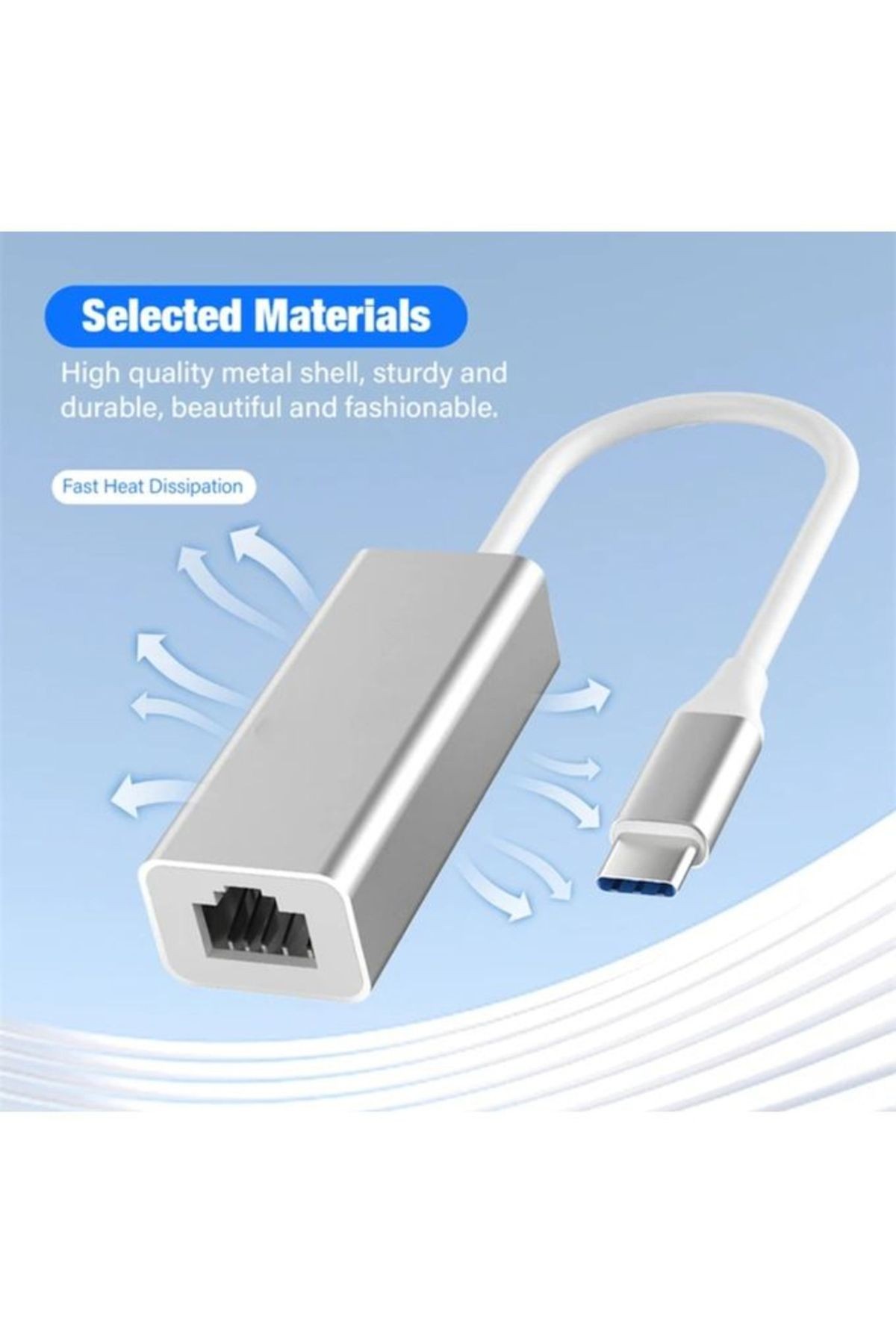 Gigabit Type-C To Ethernet RJ45 Çevirici Kablolu İnternet Dönüştürücü 1000Mbps Macbook Uyumlu ZR117