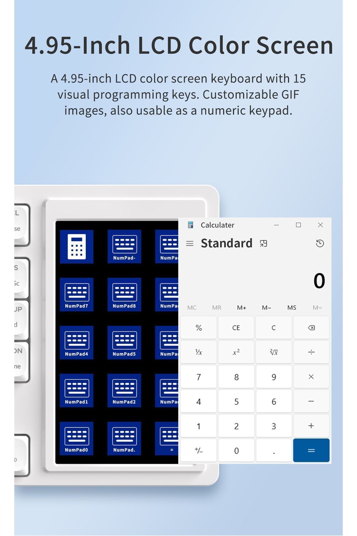 Ajazz Akp815 %75 Low Profile Mekanik Klavye 4.33'' Led Dokunmatik Ekran Programlanabilir Rgb Gasket