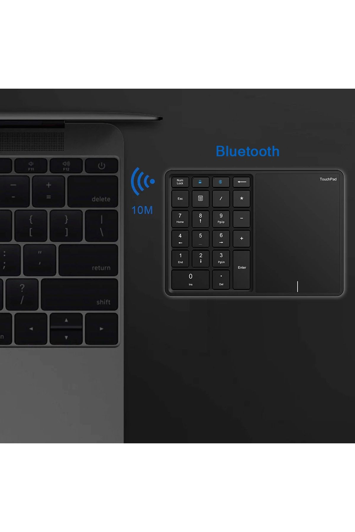 Macbook Notebook uyumlu TouchPad'li Bluetooth Kablosuz Numerik Klavye Tuş Takımı Kayped BT14