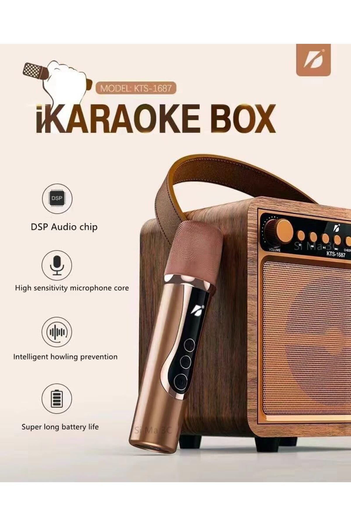 Karaoke Kablosuz Mikrofon Açık Rgb Bluetooth Hoparlör 3 Farklı Ses Tonu Alkış Ve Efekt Midi Boy