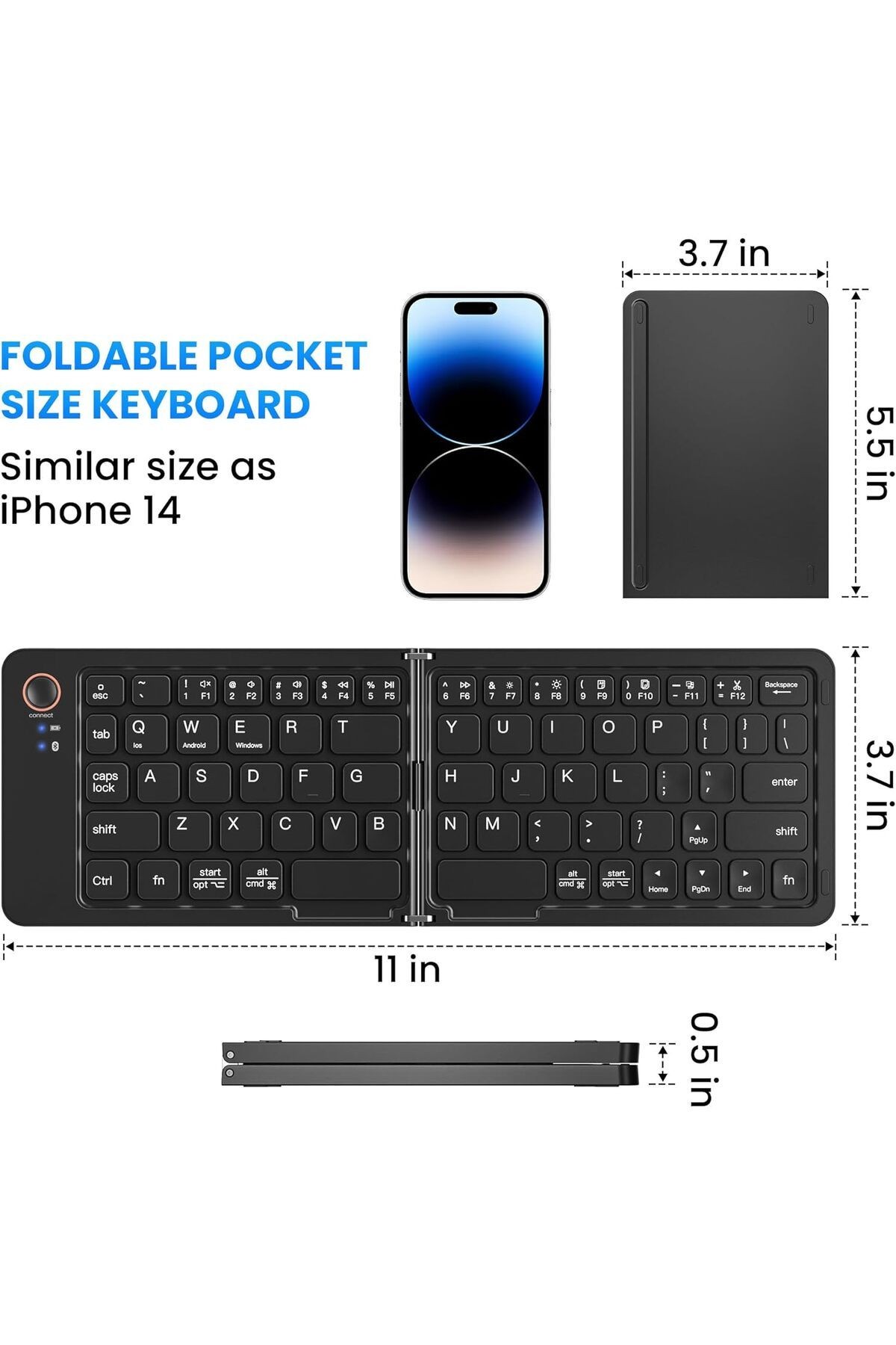 Mini Katlanabilir Bluetooth Klavye ve Telefon Standı iPad Mac Android Windows Uyumlu Z671