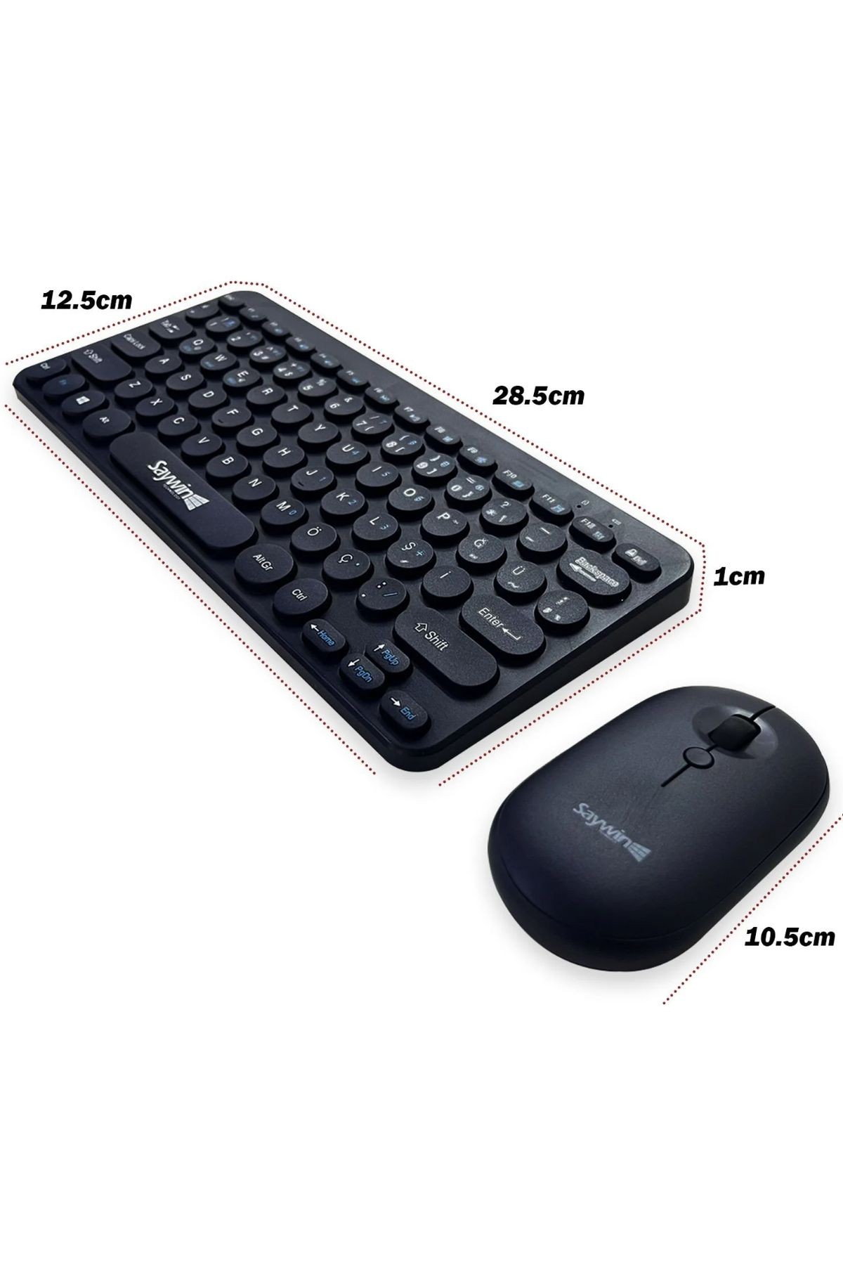 Bluetooth Klavye Mouse Set Yuvarlak Tuşlu Türkçe Q Taşınabilir Kablosuz Klavye SW-500