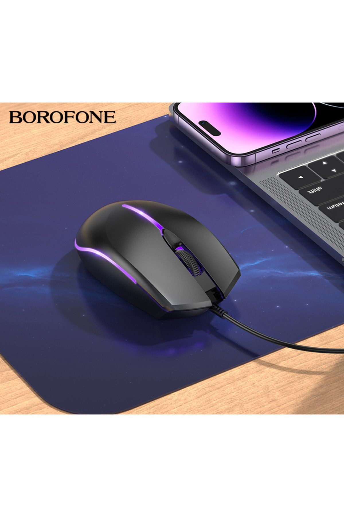 RGB Kablolu Mouse PC Notebook Laptop Dizüstü Bilgisayar için 1,5 Metre Kablo 1000DPI Siyah Renk BG10