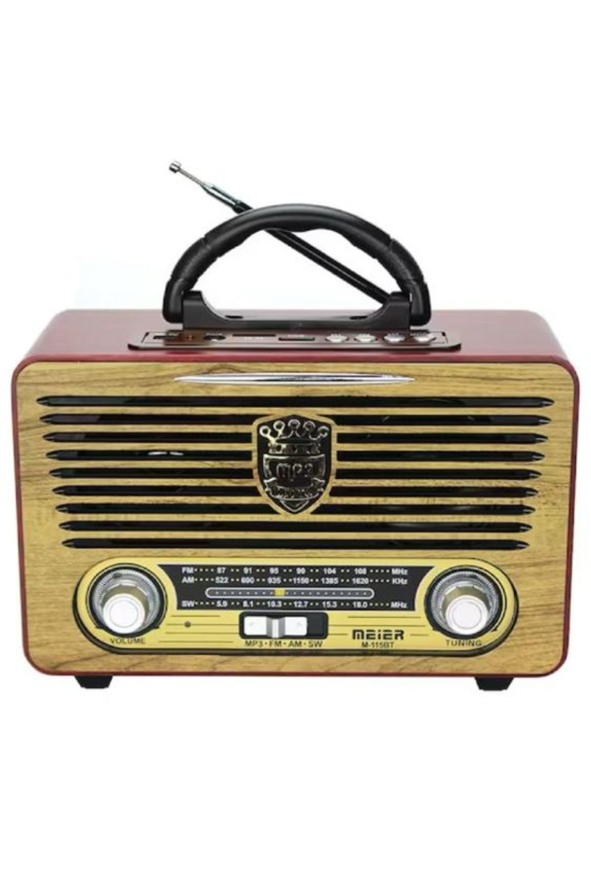 Yeni Nesil Radyo Usb Sd Fm Aux Bluetooth Taşınabilir Müzik Kutusu Retro Şarj Edilebilir M-115bt