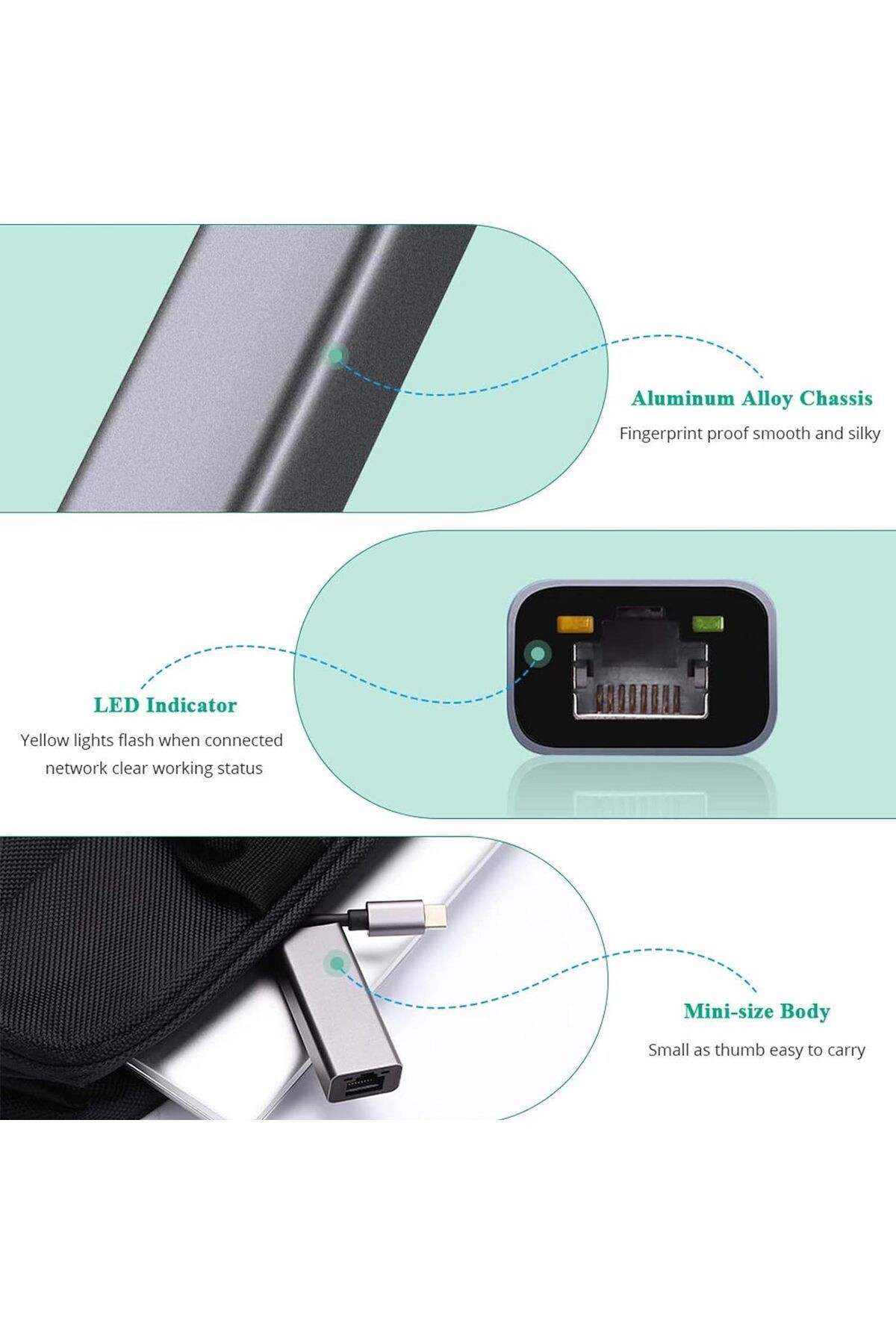 Type-C to RJ45 Adaptör 2.5 Gigabit PC USB-C to RJ45 Çevirici Type-C to Ethernet LAN Çevirici ZR621