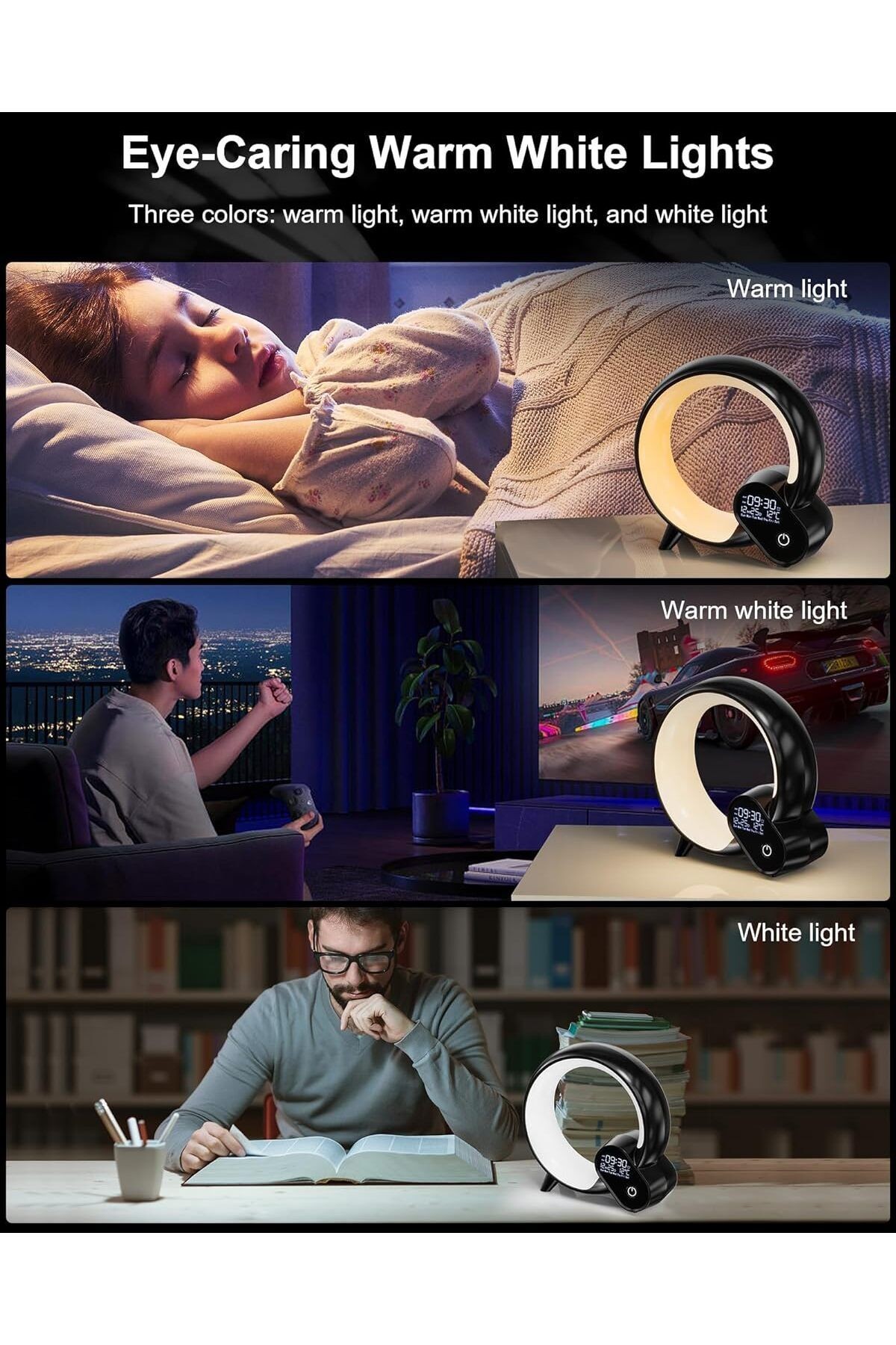 Uzaktan Kumandalı Bluetooth Hoparlör RGB Atmosfer Işık Gece Lambası Dijital Ekran Saat Işığı HXD03