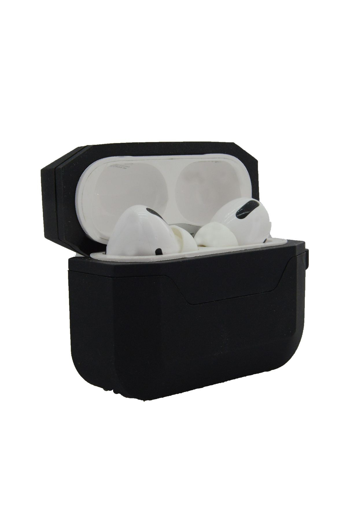 Airpods Pro ile uyumlu Silikon Kılıf Double Color Chateau Toz Kirden Koruyan Kılıf Siyah