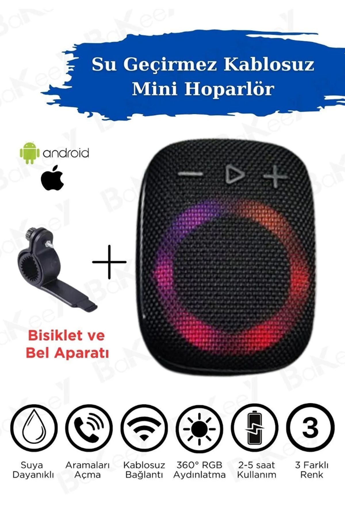 Speaker Bluetooth Bisiklet Gidon Uyumlu Kablosuz Hoparlör Suya Dayanıklı Android iPhone Uyumlu W-s3