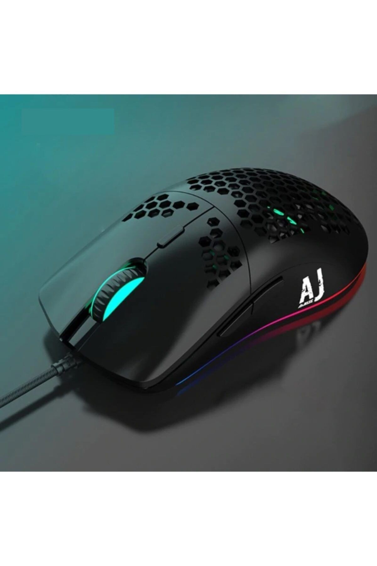 Aj390r Kablolu Işıklı Rgb Ultra Hafif 10.000 Dpı Oyuncu Mouse Siyah