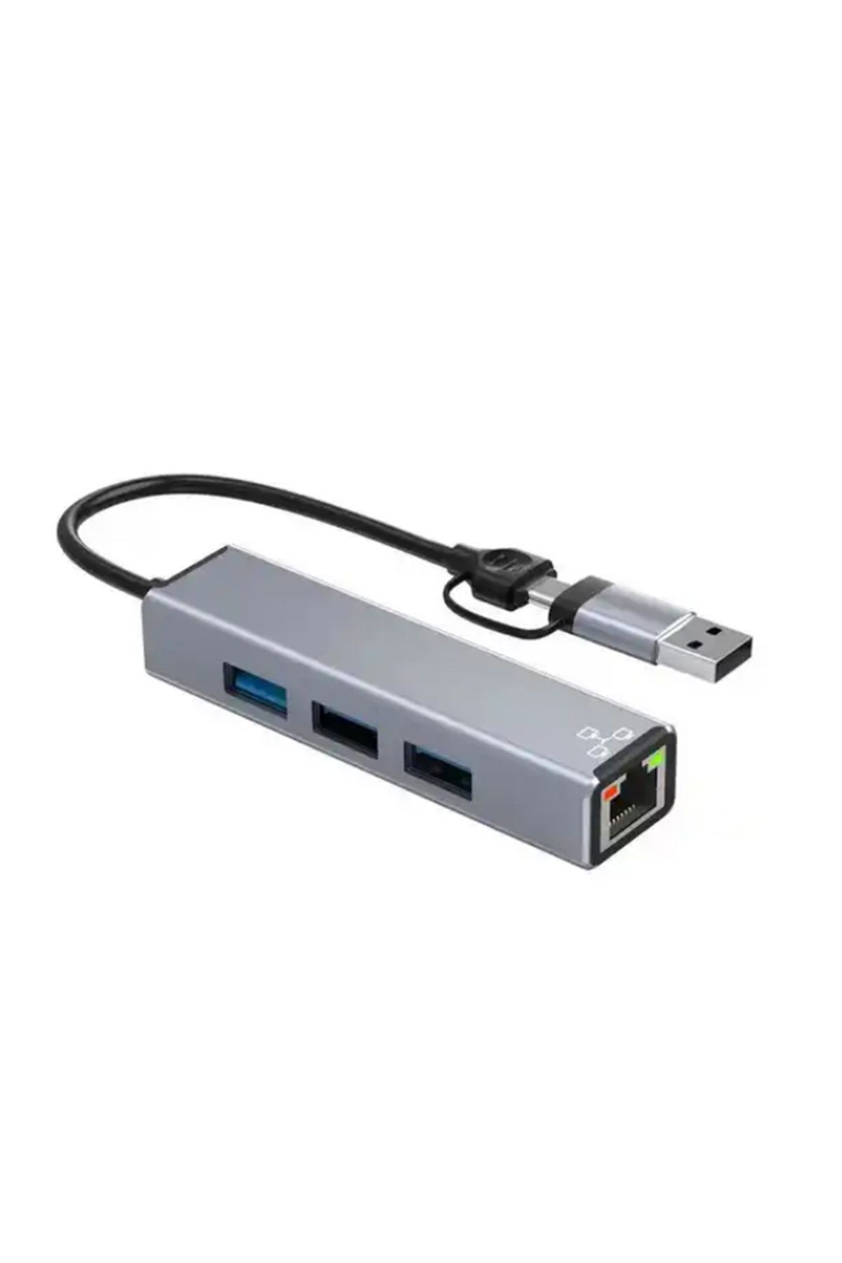 Gigabit Type-c To Ethernet Rj45 Çift Uçlu Usb-a To Rj45 Kablolu Internet Dönüştürücü 100 Mbps Hc72q