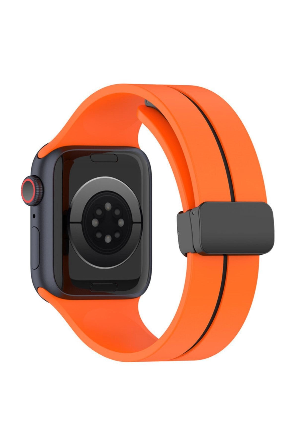 Apple Watch 7 Ile Uyumlu 45mm Katlanabilir Mıktanıslı Tokalı Infatuation Spor Kayış