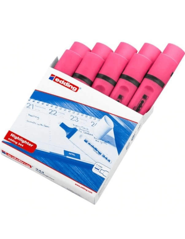 Edding Fosforlu Kalem 344 Pembe 10'lu Paket