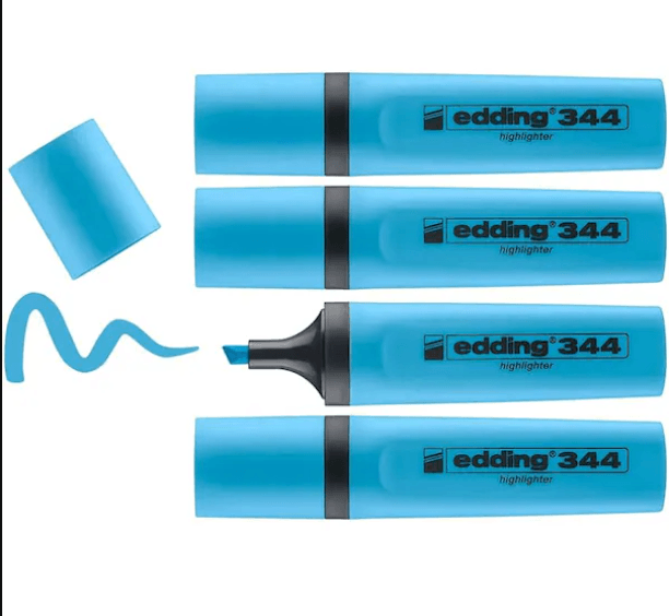 Edding Fosforlu Kalem 344 Mavi 10'lu