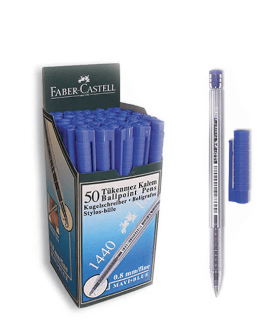 Faber Castell Tükenmez Kalem 0.8 MM Bilye Uç Mavi 1440 50'li Kutu